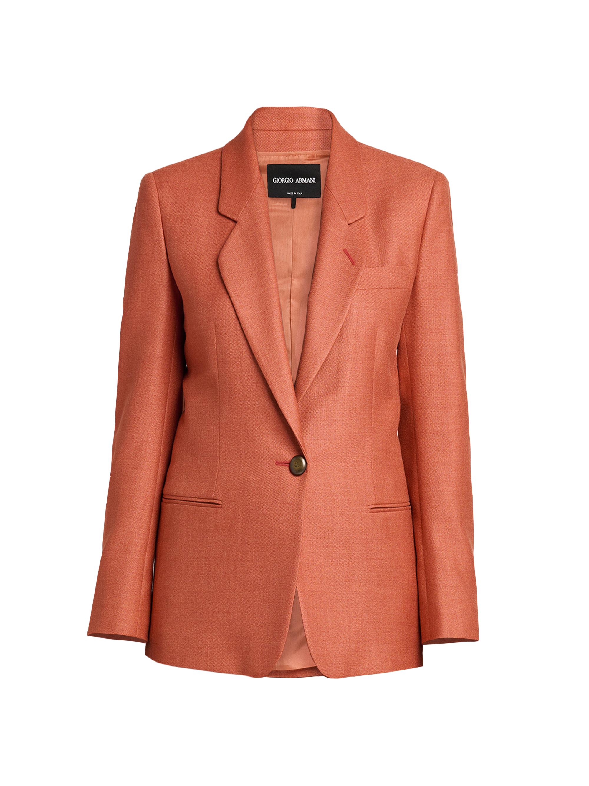 Giorgio Armani Women's Silk-Wool Single-Button Blazer - Solid Dark Orange
