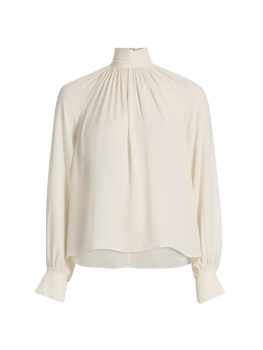 Vince Gathered Draped Neck Blouse | Saks Fifth Avenue