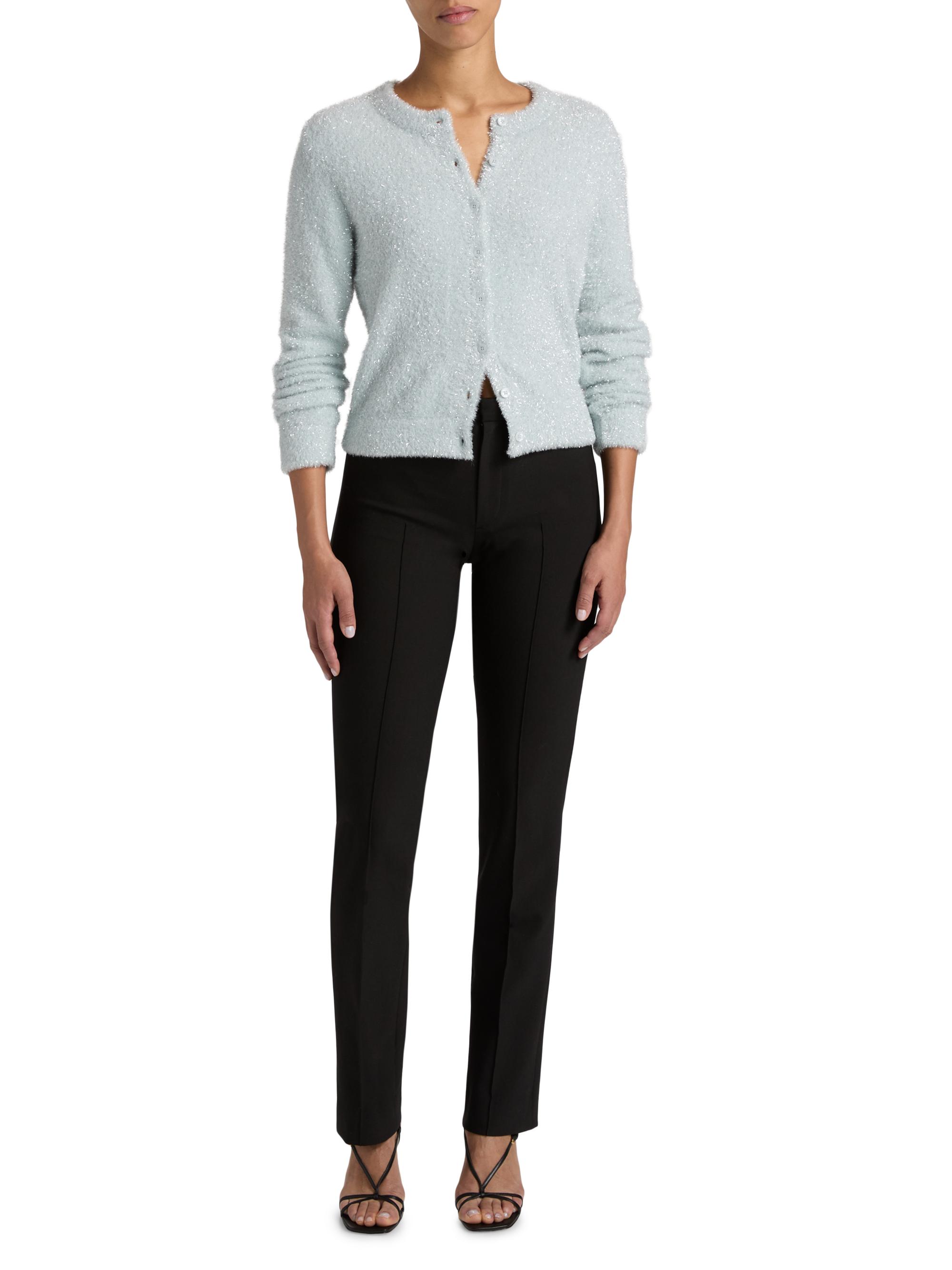 Vince Metallic Eyelash Knit Crewneck Cardigan | Saks Fifth Avenue