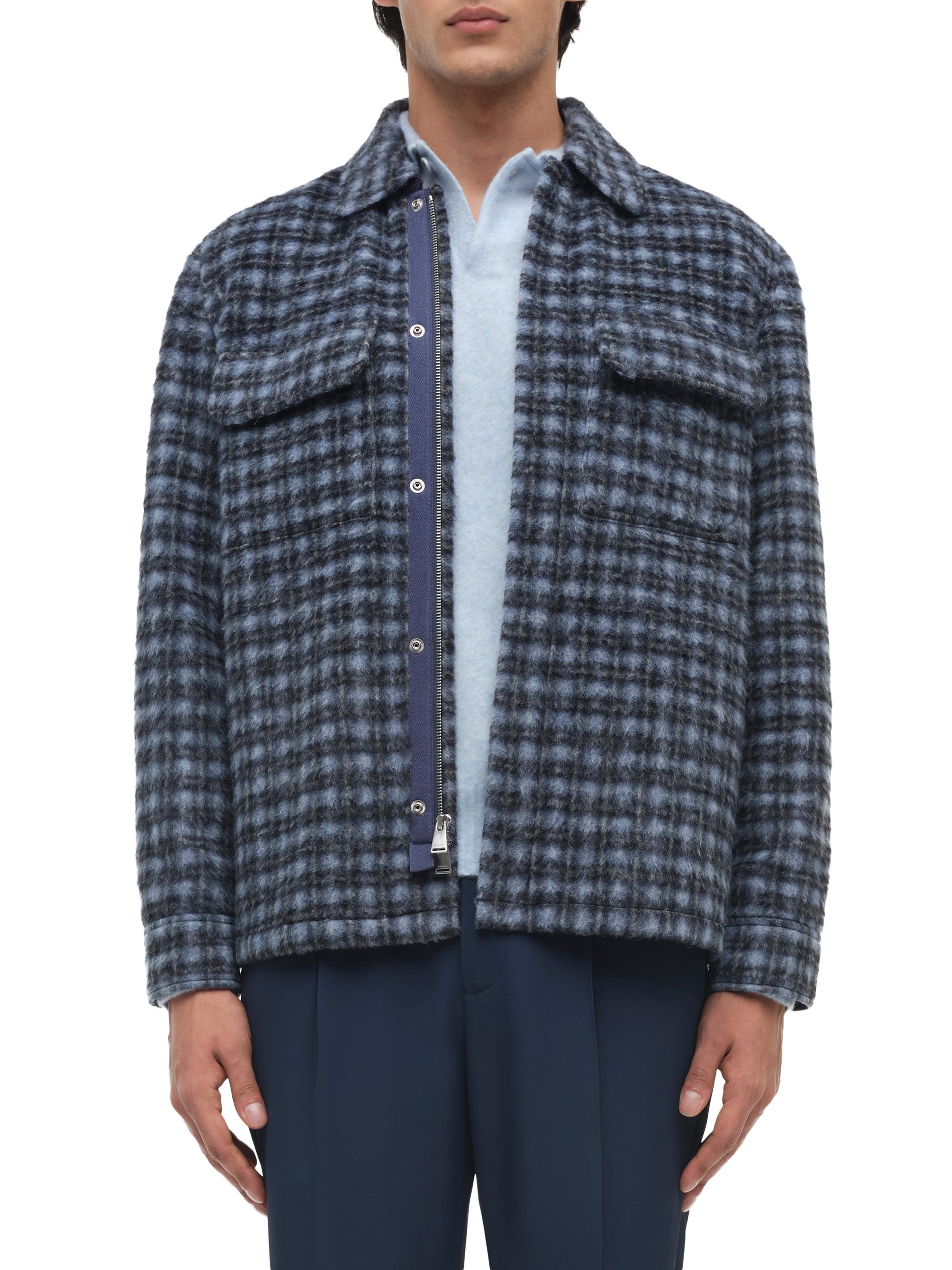 SIMKHAI Men's Caleb Plaid Fleece Zip-Front Shirt Jacket - Midnight Plaid