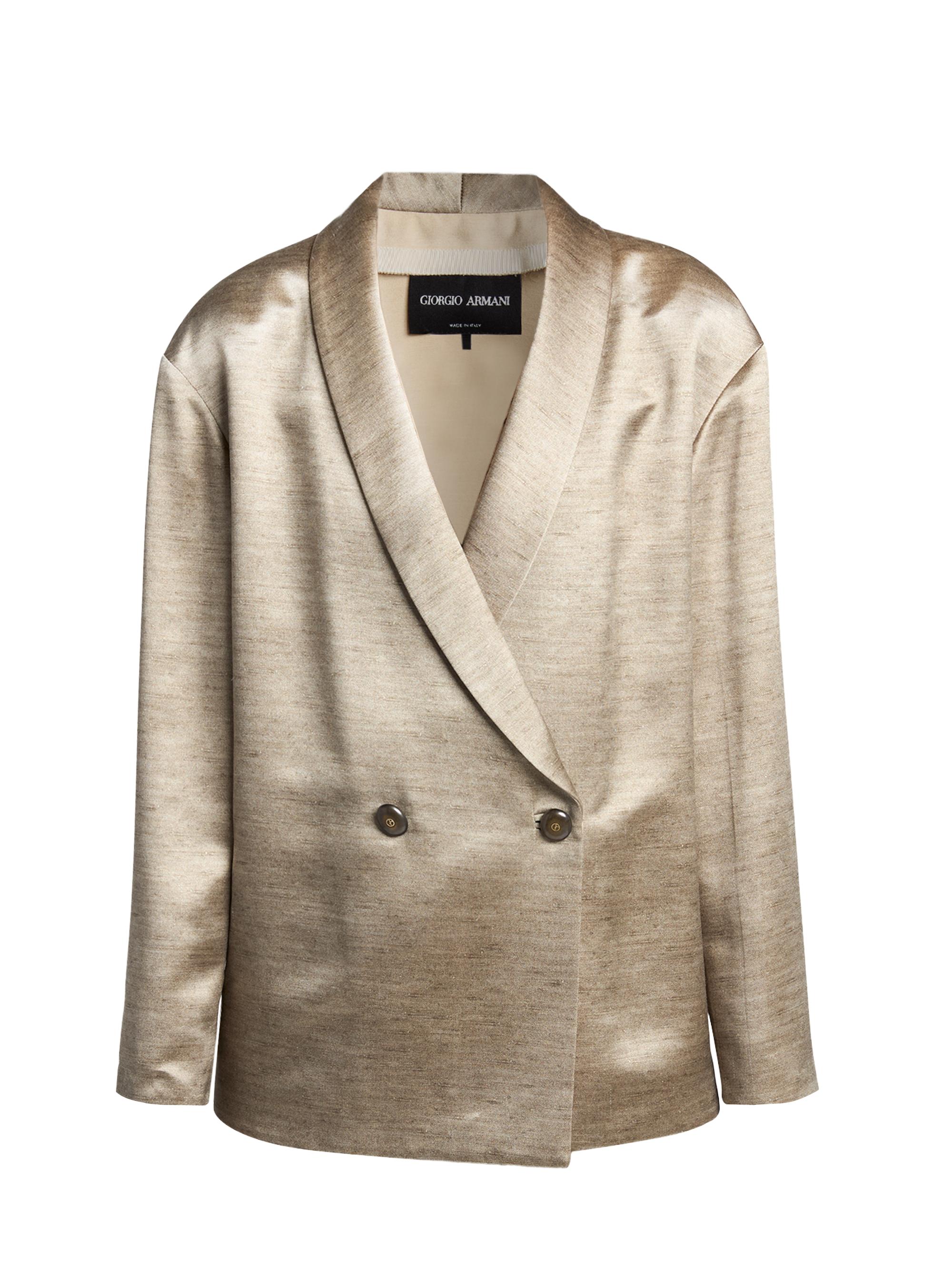 Giorgio Armani Women's Relaxed Double-Breasted Silk Blazer - Solid Bright Orange
