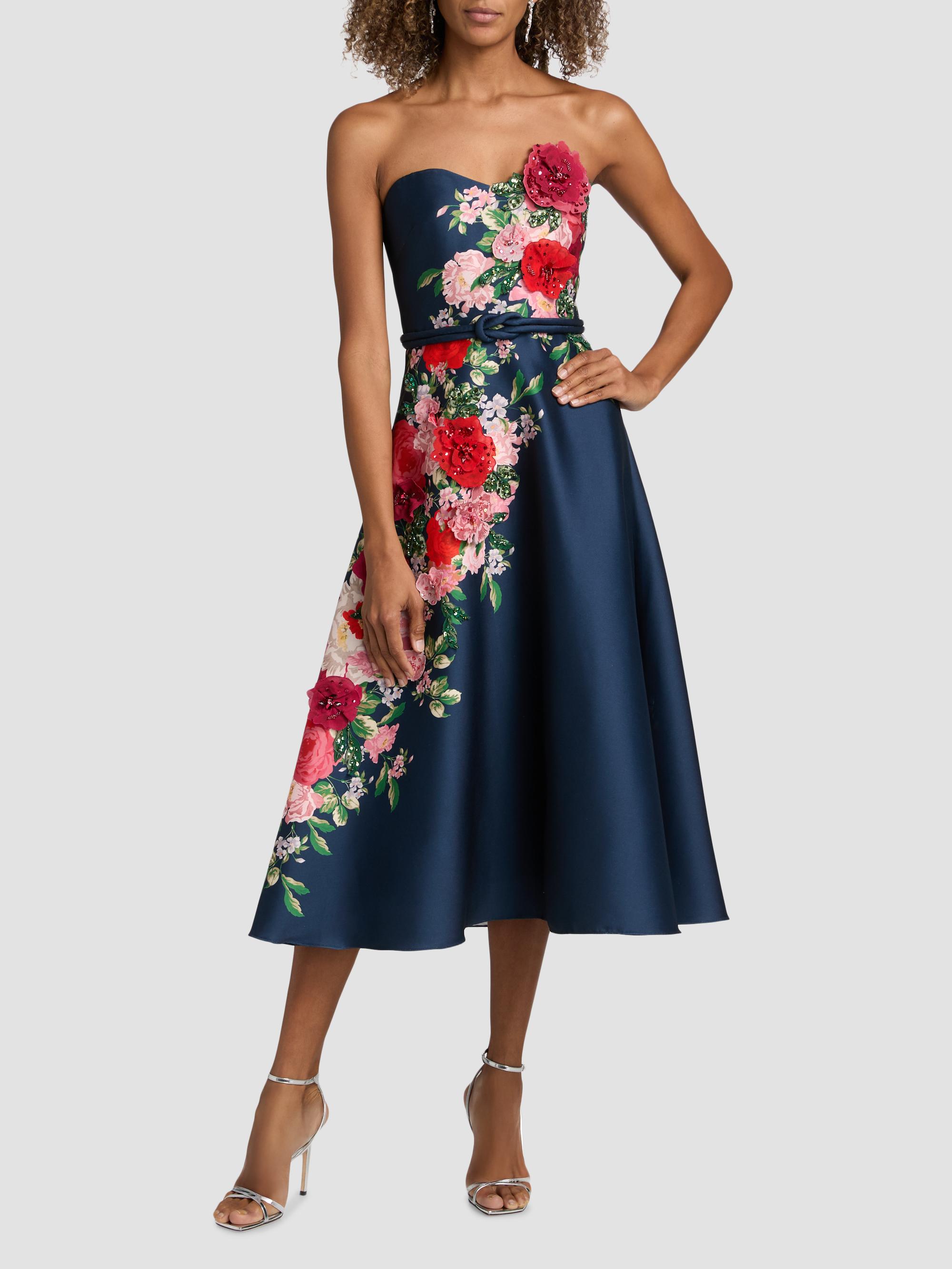 strapless floral cocktail dress Badgley Mischka Embellished - Navy WOVEN and nights on the Ivory Rustic Boho Lace Floral chiffon Size:Youth 14