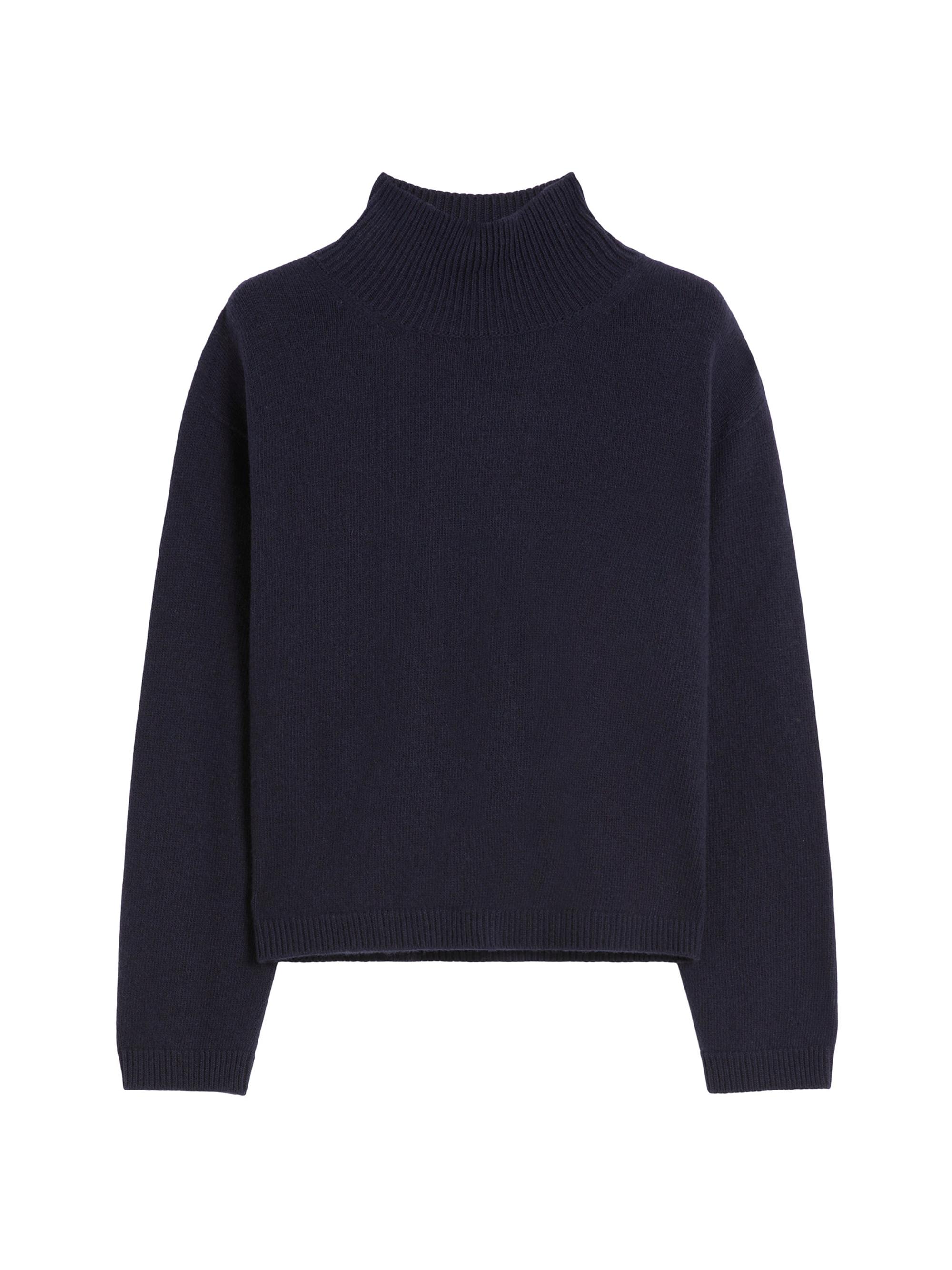 Max Mara Women's Wool and Cashmere Cropped Polo Neck Sweater - Avio