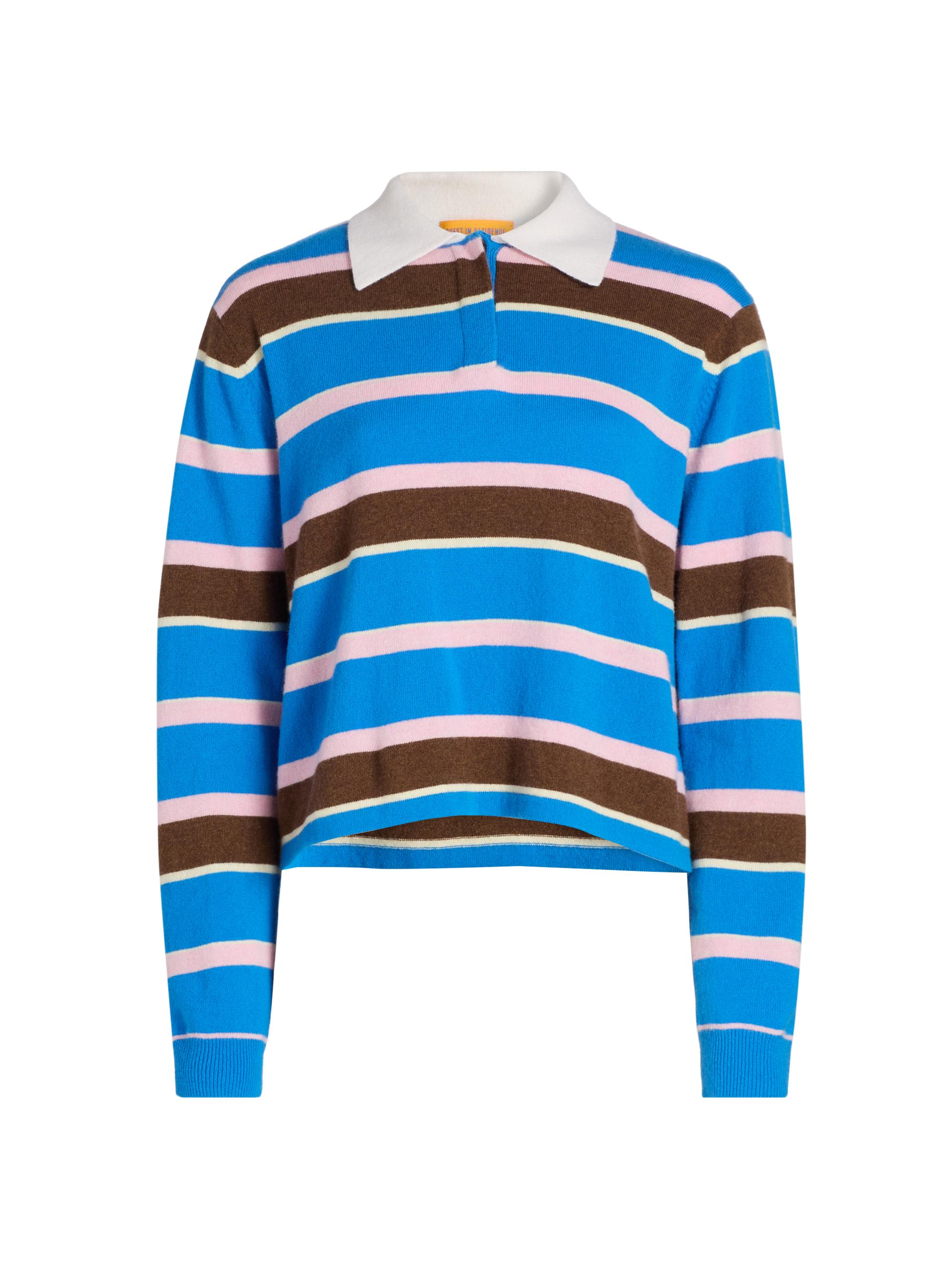Guest in Residence Women's Cashmere Striped Rugby Sweater - Twilight Combo