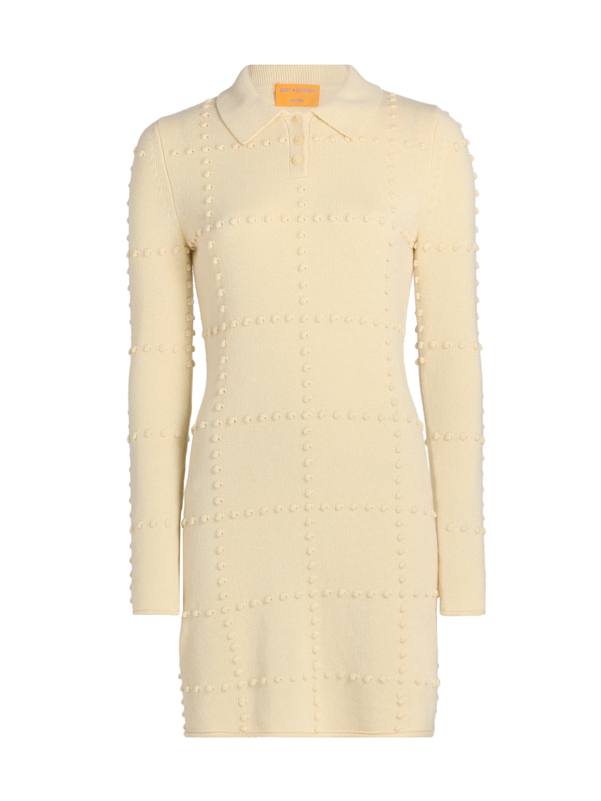Guest in Residence Women's Popcorn Cashmere-Blend Polo Dress - Mist
