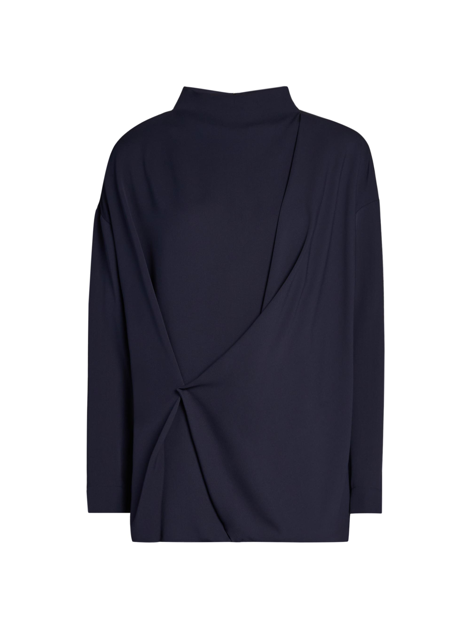 Giorgio Armani Women's Draped Silk Blouse - Solid Medium Blue