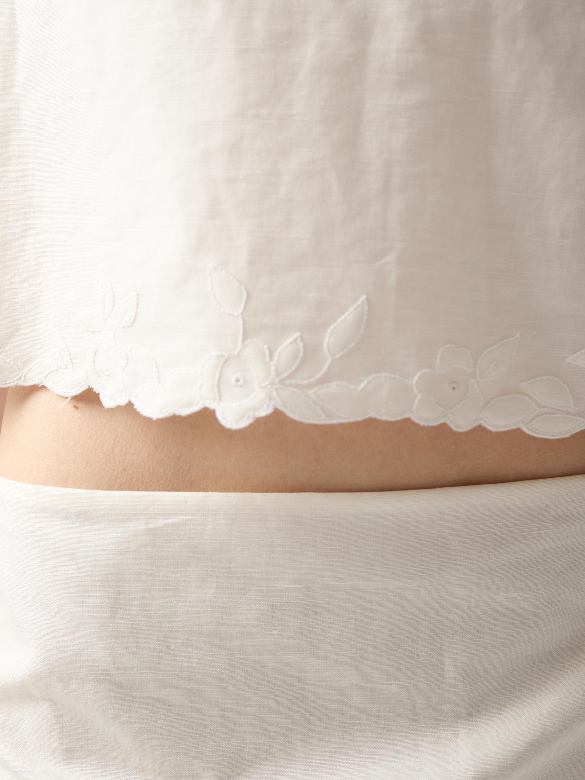Miu Miu Embroidered Slubbed Canvas Top | Saks Fifth Avenue