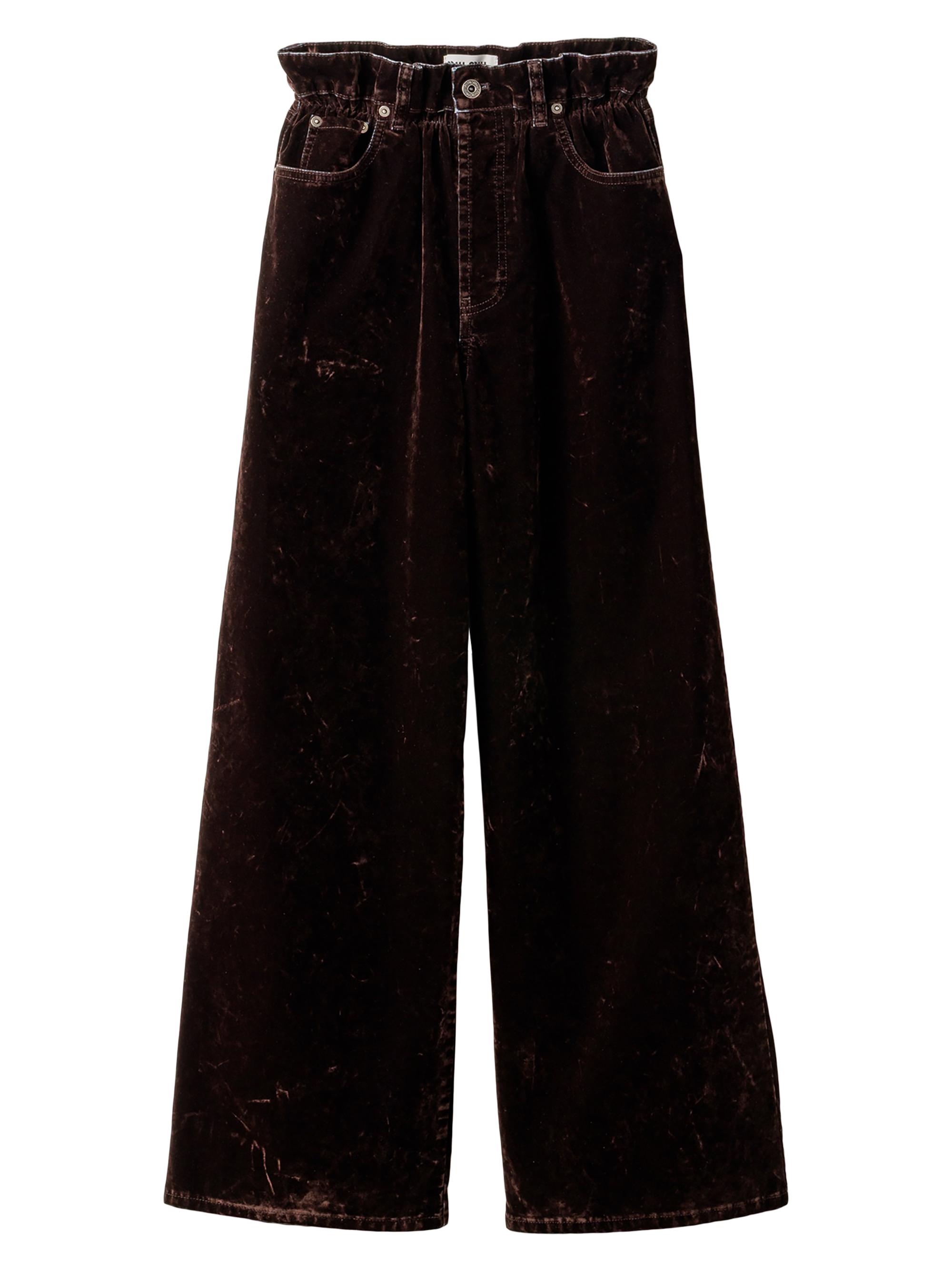 Miu Miu Women's Washed Flocked Chambray Pants - Brown
