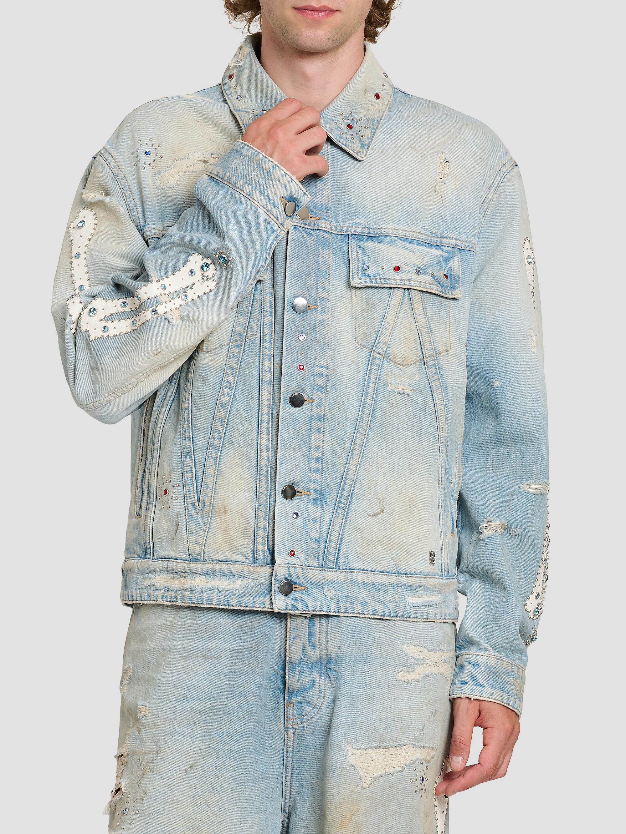 Amiri Bones Studded Denim Trucker Jacket | Saks Fifth Avenue