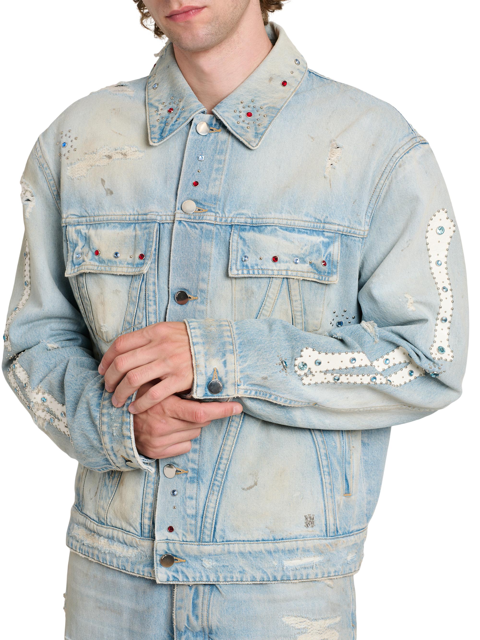 Amiri Bones Studded Denim Trucker Jacket | Saks Fifth Avenue