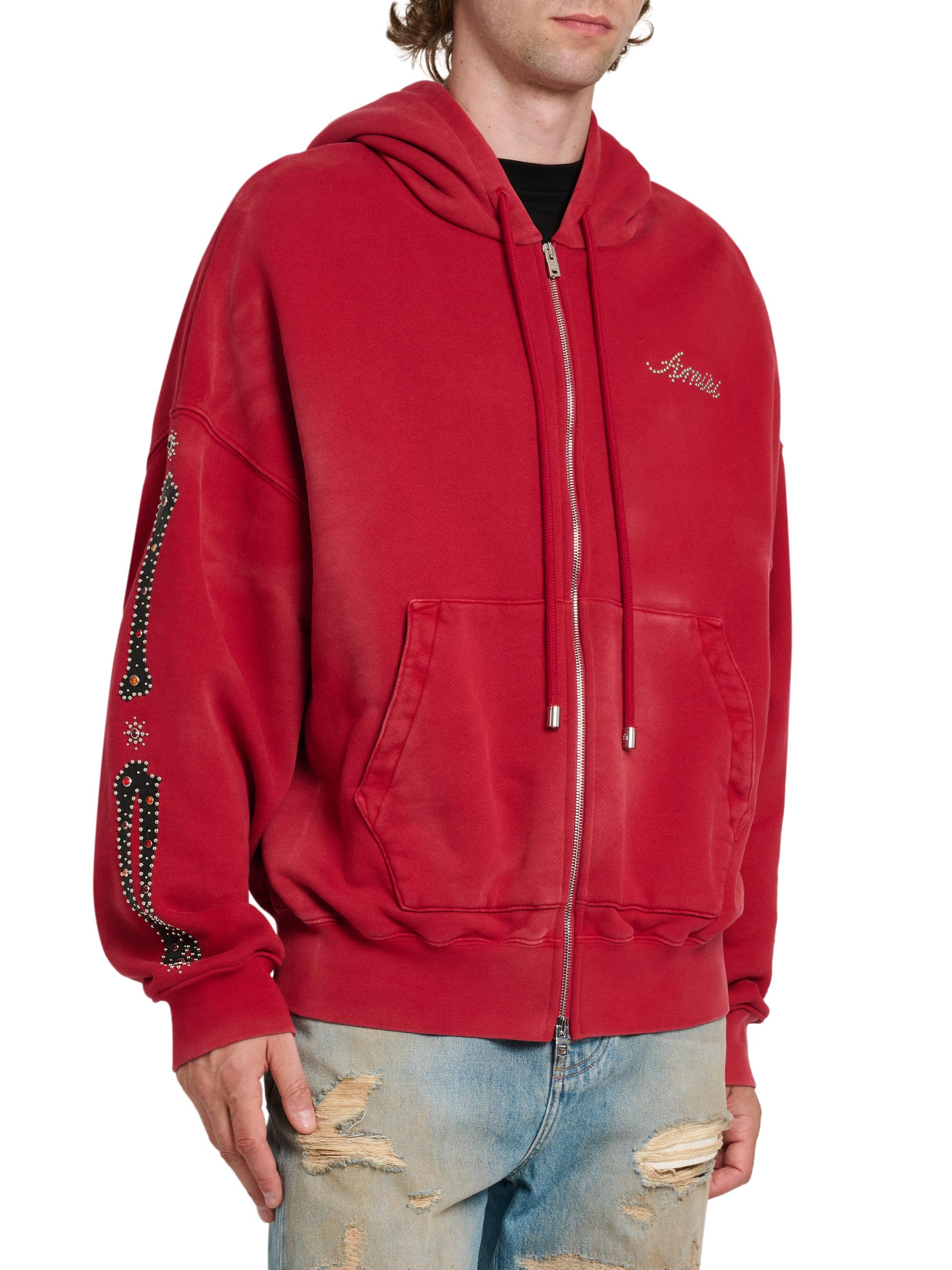 Amiri Bones Studded Cotton Zip-Up Hoodie | Saks Fifth Avenue