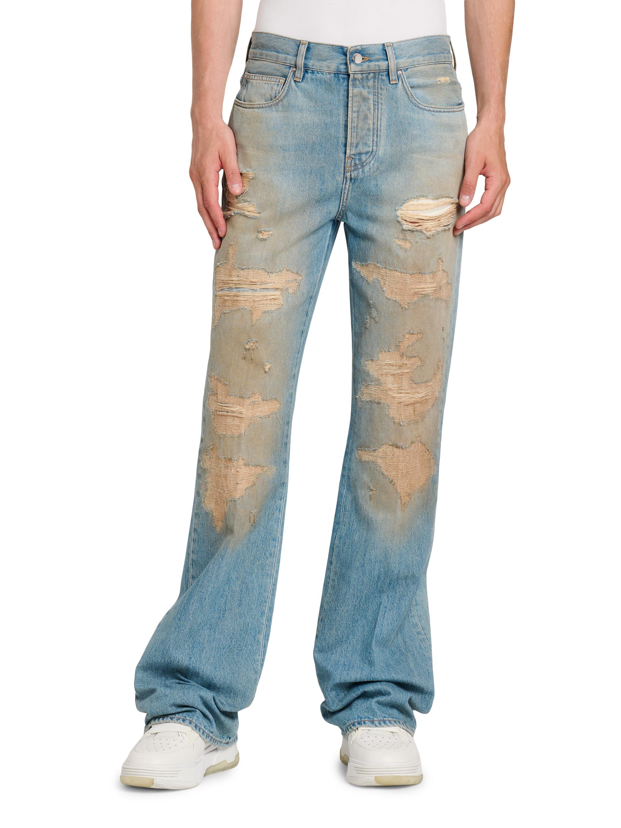Amiri Repaired Distressed Mid-Rise Bootcut Jeans | Saks Fifth Avenue