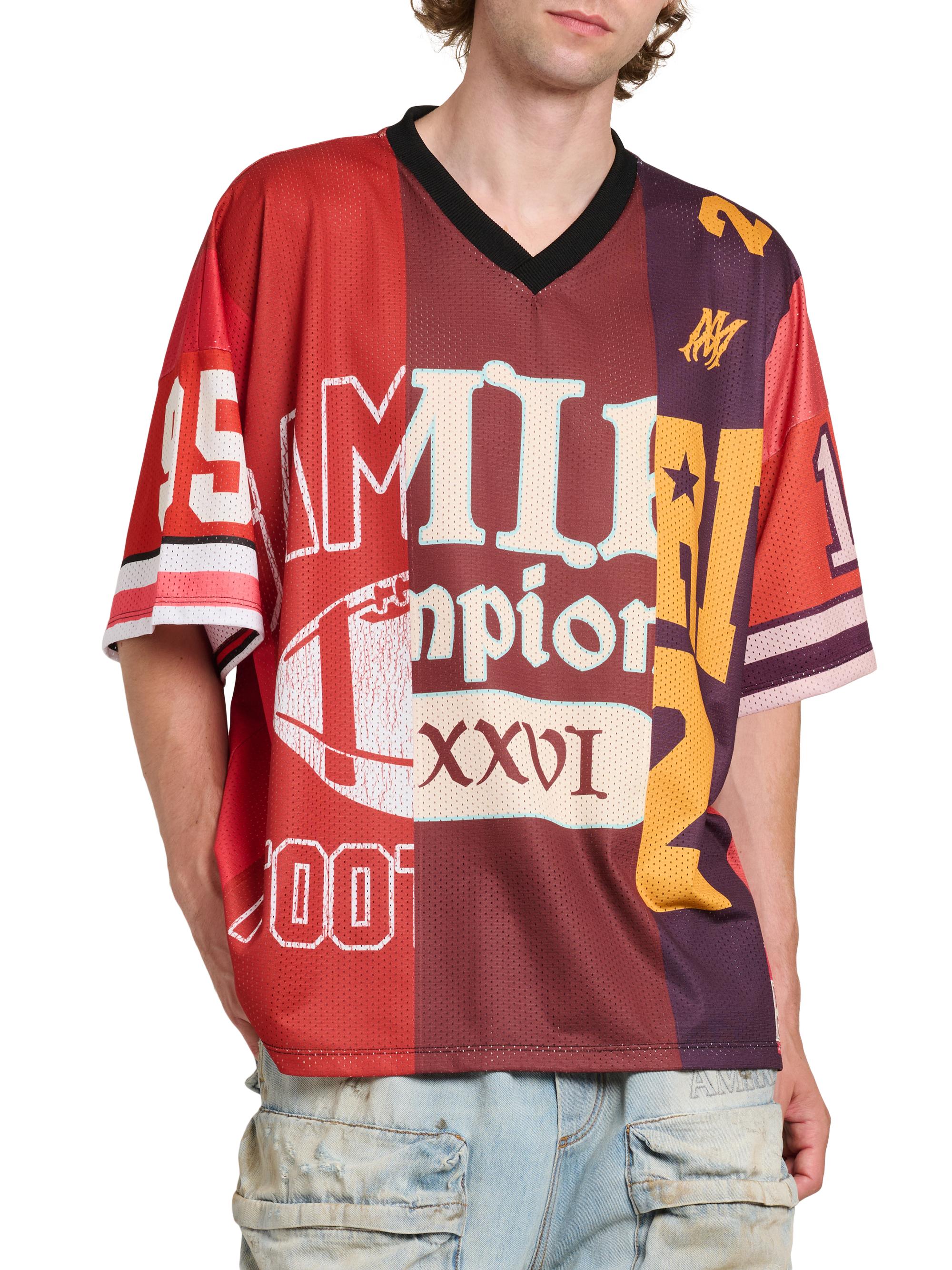 Amiri Spliced Logo Oversized V-Neck T-Shirt | Saks Fifth Avenue
