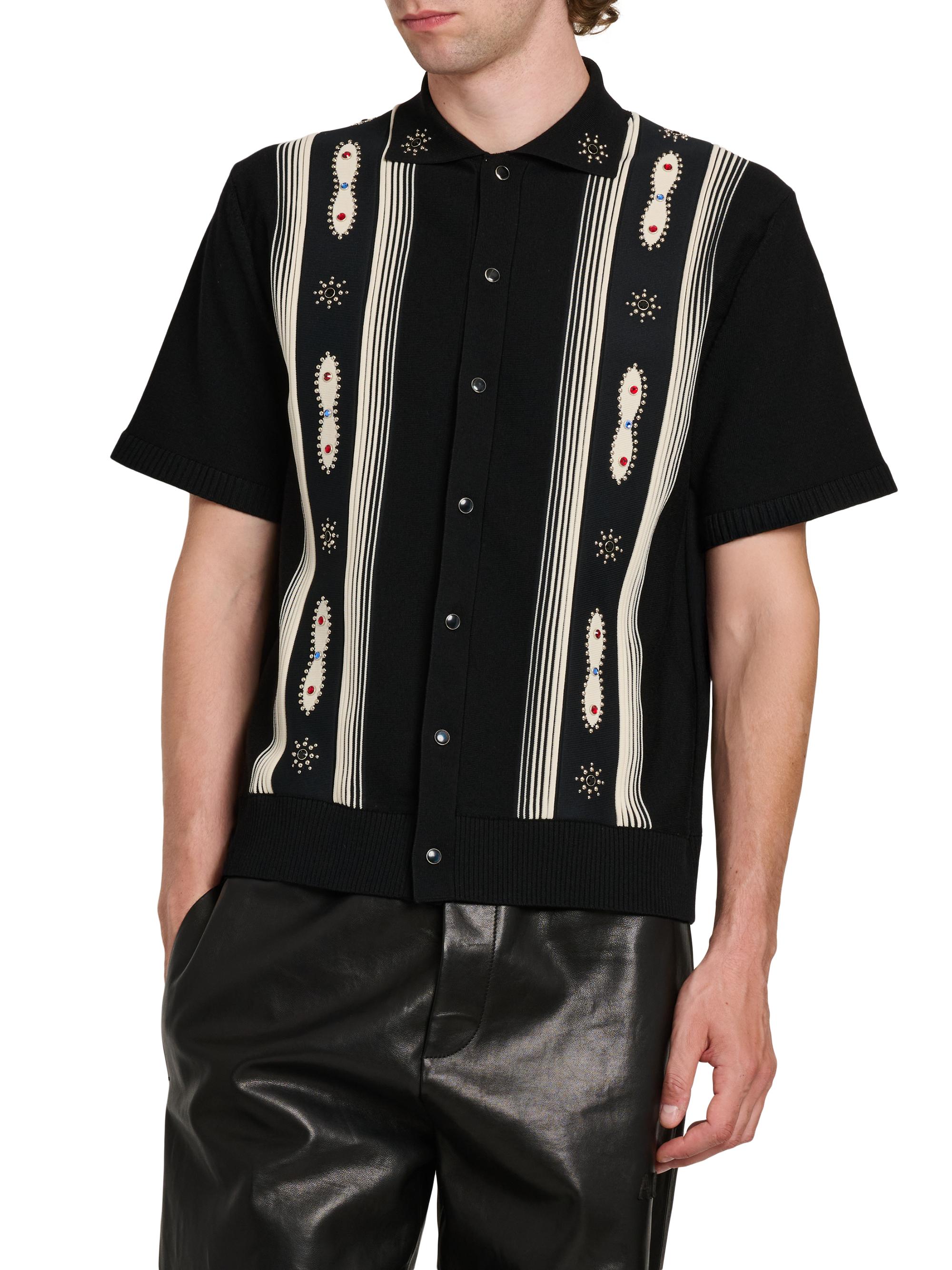 Amiri Embellished Striped Virgin Wool-Blend Shirt | Saks Fifth Avenue