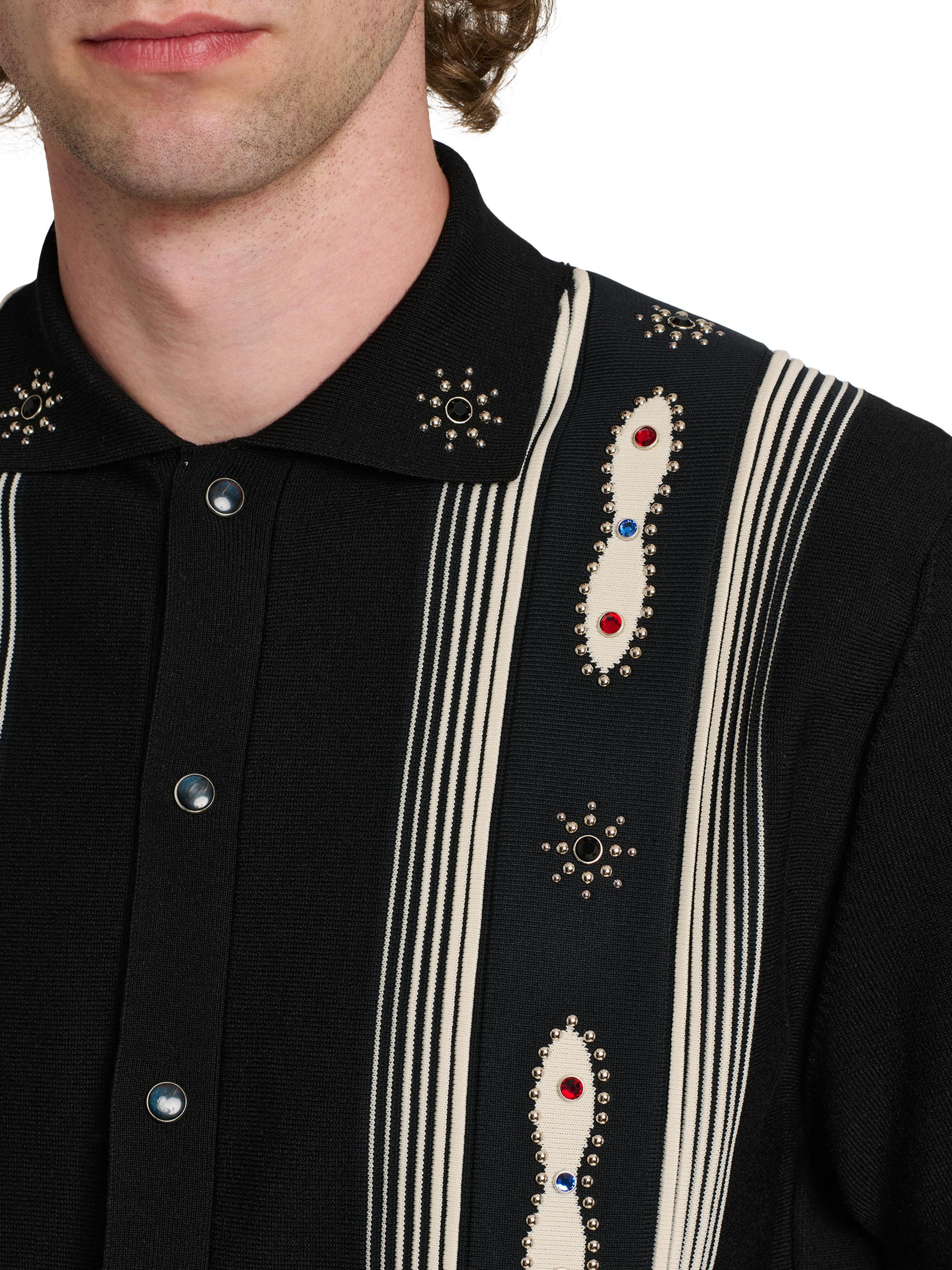 Amiri Embellished Striped Virgin Wool-Blend Shirt | Saks Fifth Avenue