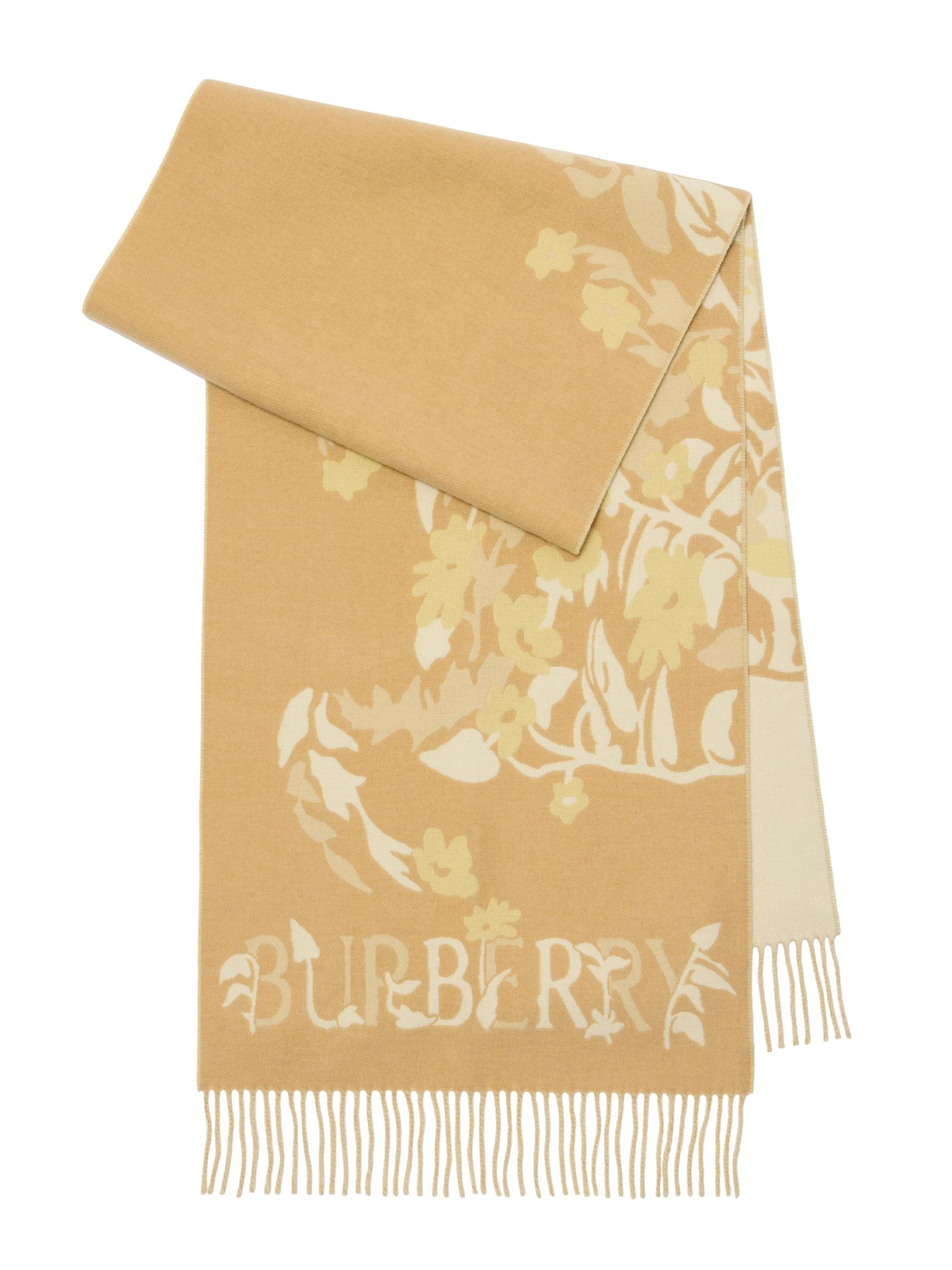 Burberry Women's Floral Jacquard Cashmere Scarf - Sand