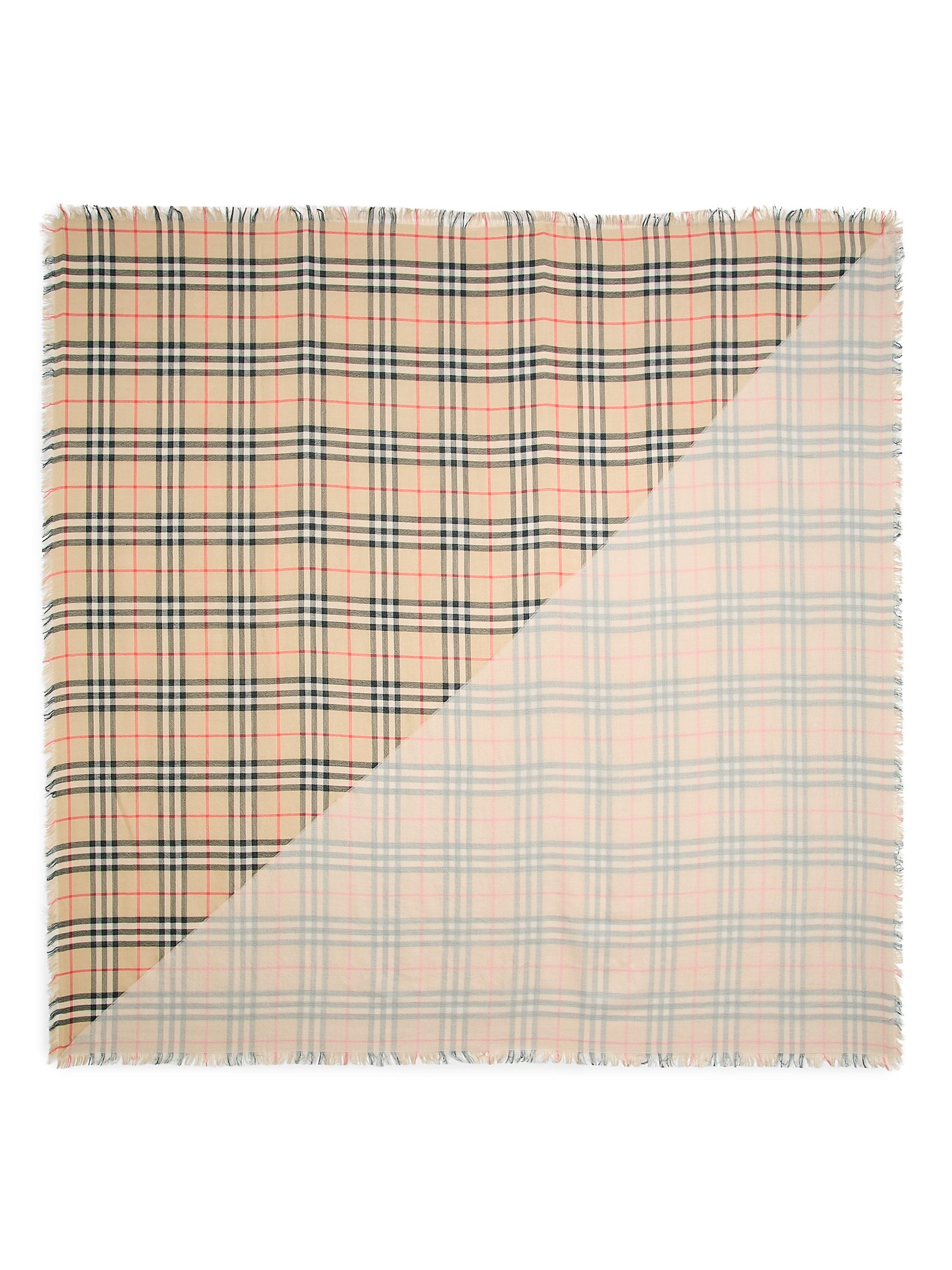 Burberry Women's Check Double-Layered Wool-Silk Scarf - Sand