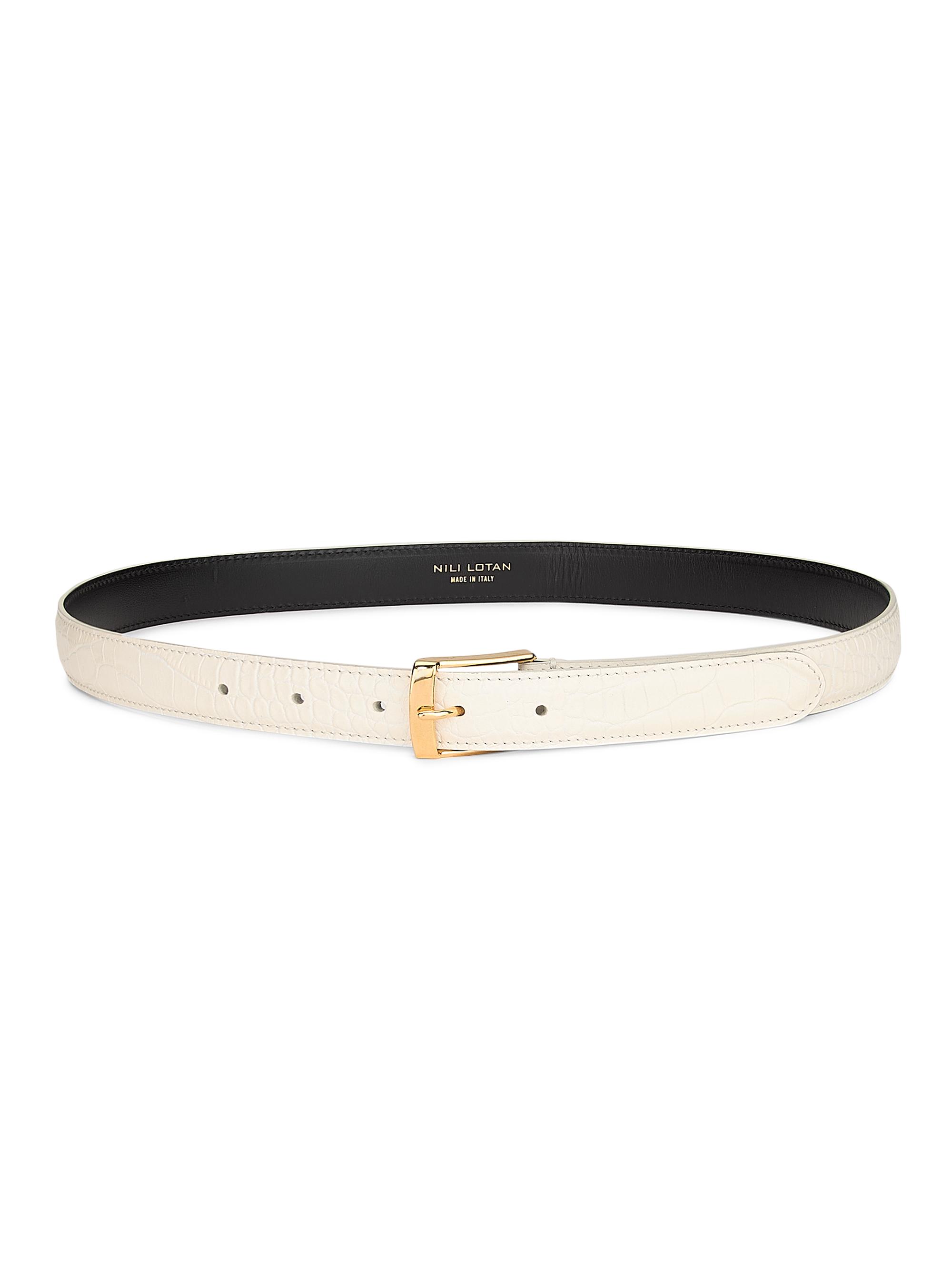 Nili Lotan Women's Dana Croc-Embossed Leather Belt -  Gold