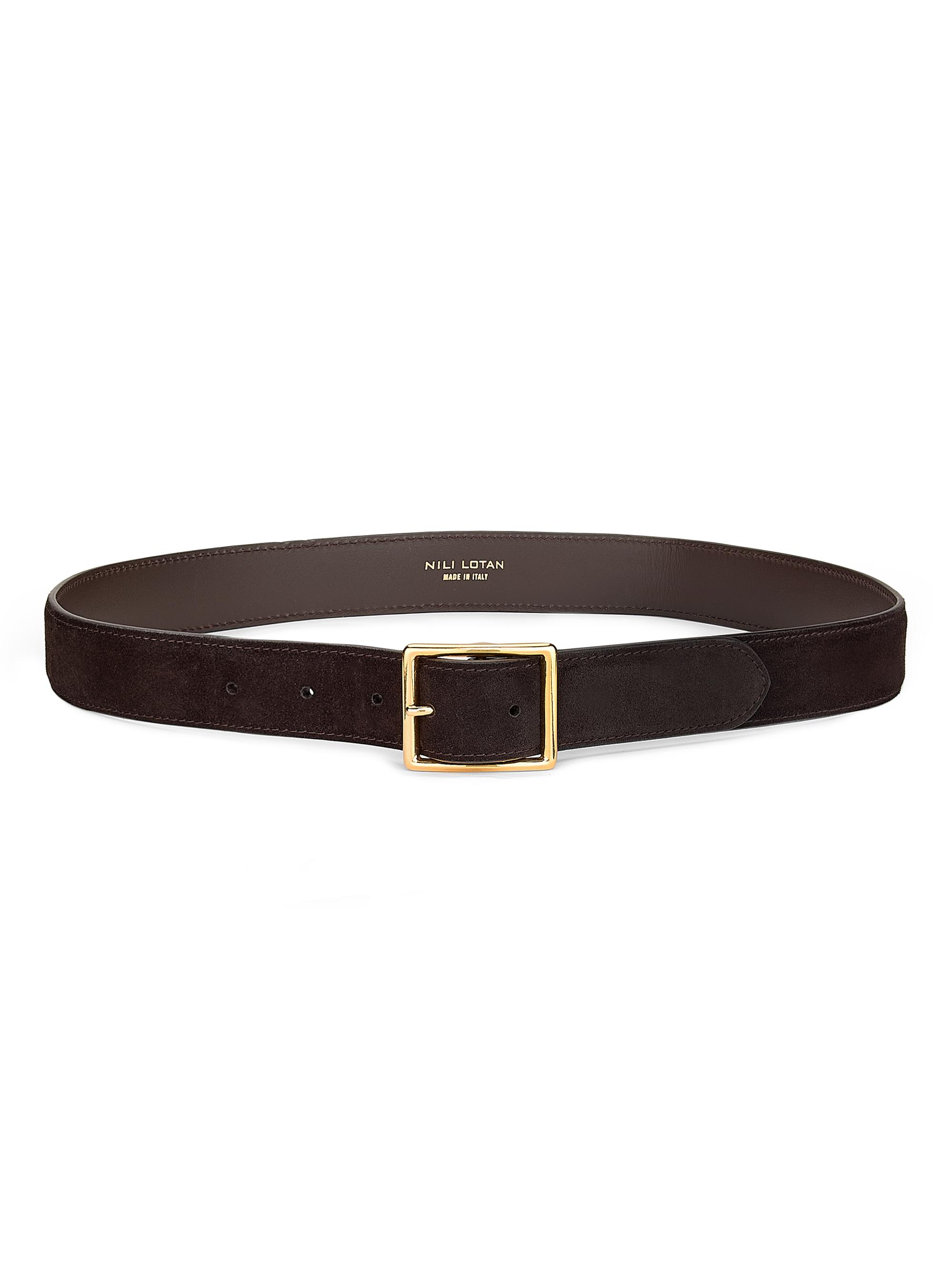 Nili Lotan Women's Gabriele Suede Belt - Espresso Gold