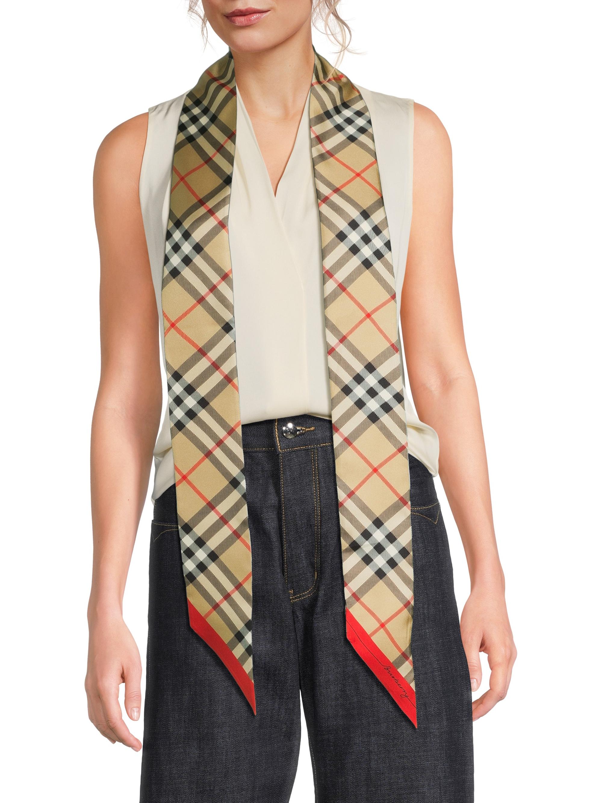 Burberry Check Silk Skinny Scarf | Saks Fifth Avenue