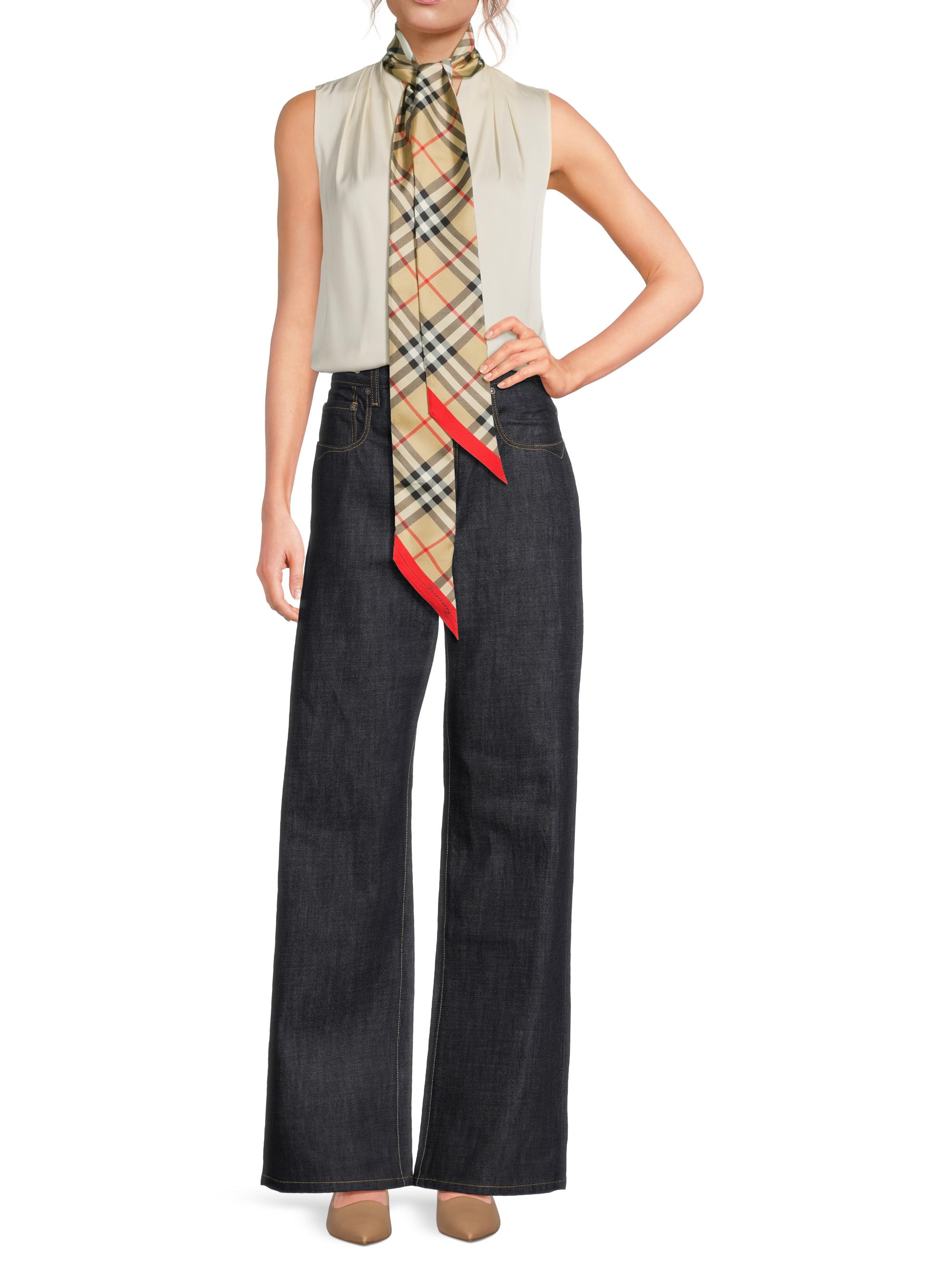 Burberry Check Silk Skinny Scarf | Saks Fifth Avenue