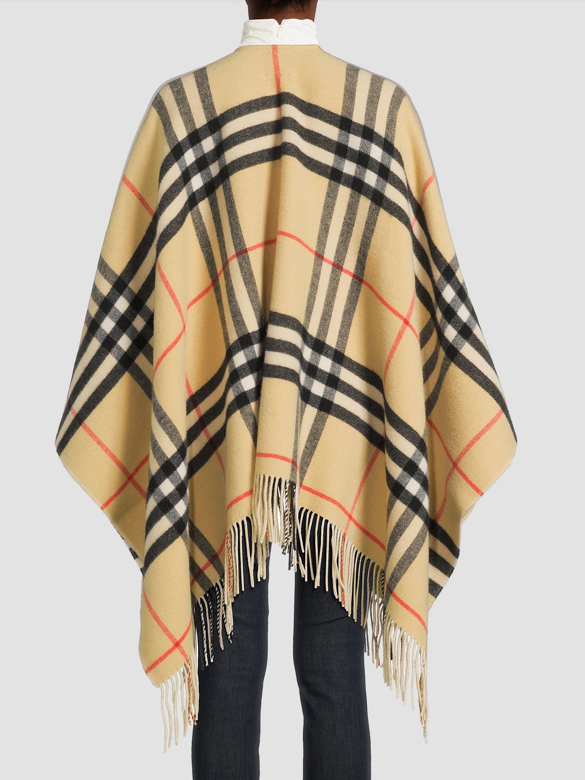 Burberry Check Double-Faced Cashmere-Wool Cape | Saks Fifth Avenue