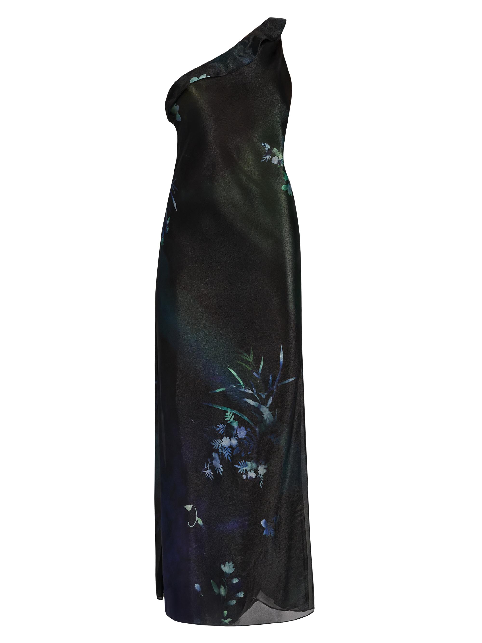 Giorgio Armani Women's Floral One-Shoulder Sleeveless Dress - Solid Black