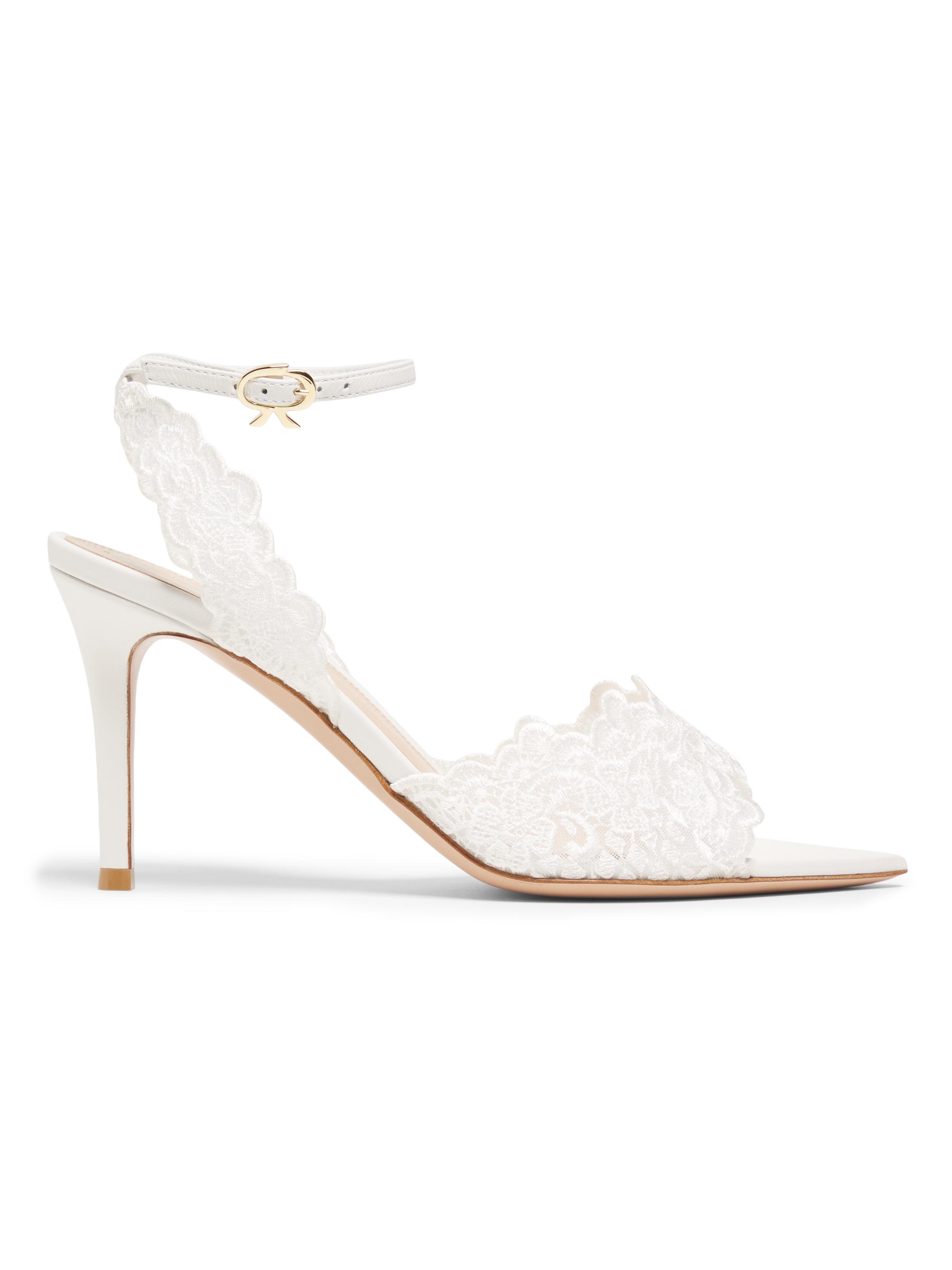 Gianvito Rossi Women's Yvonne 80MM Mesh Lace Sandals - White