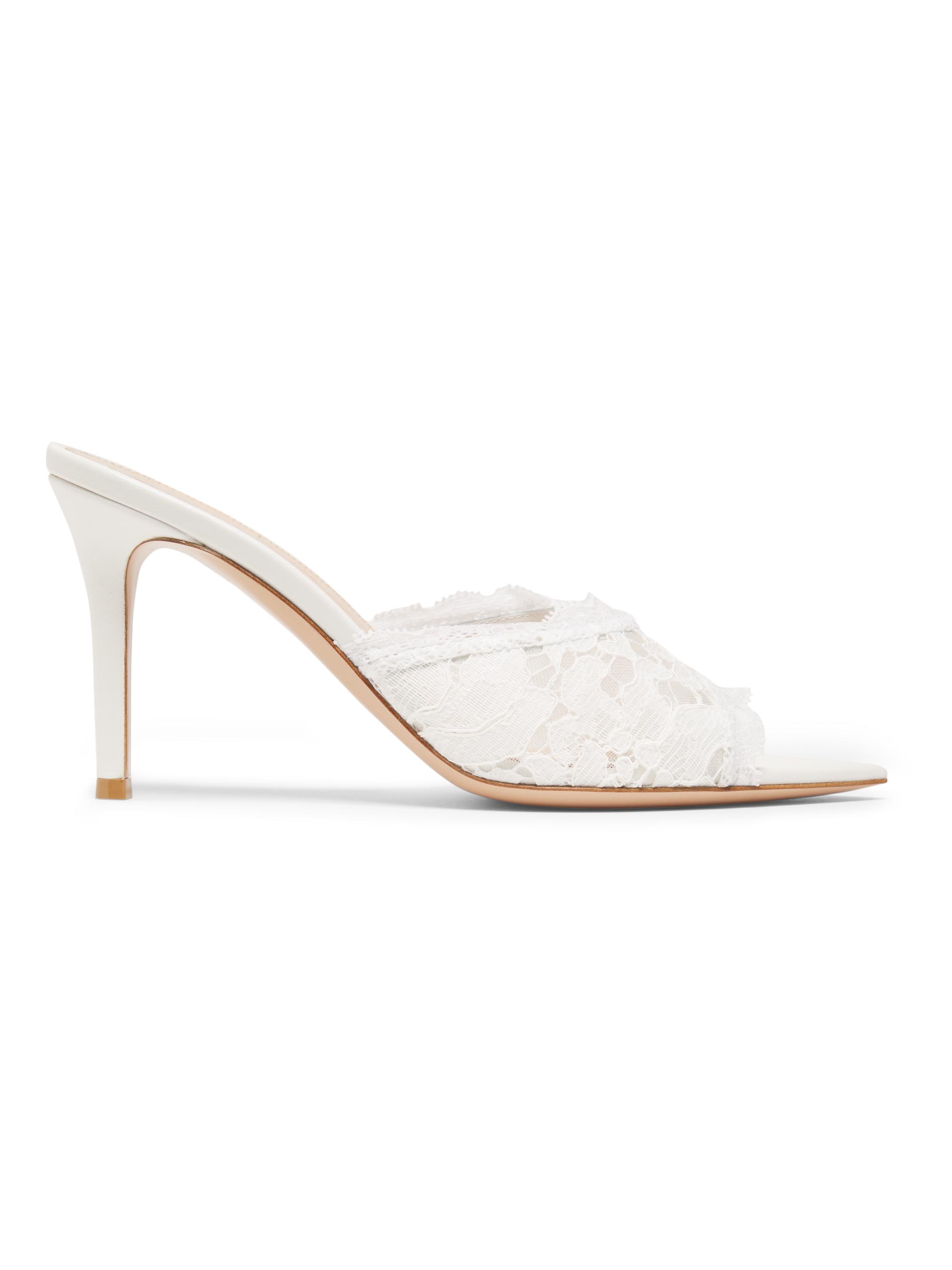 Gianvito Rossi Women's Lyon 85MM Lace Sandals - White