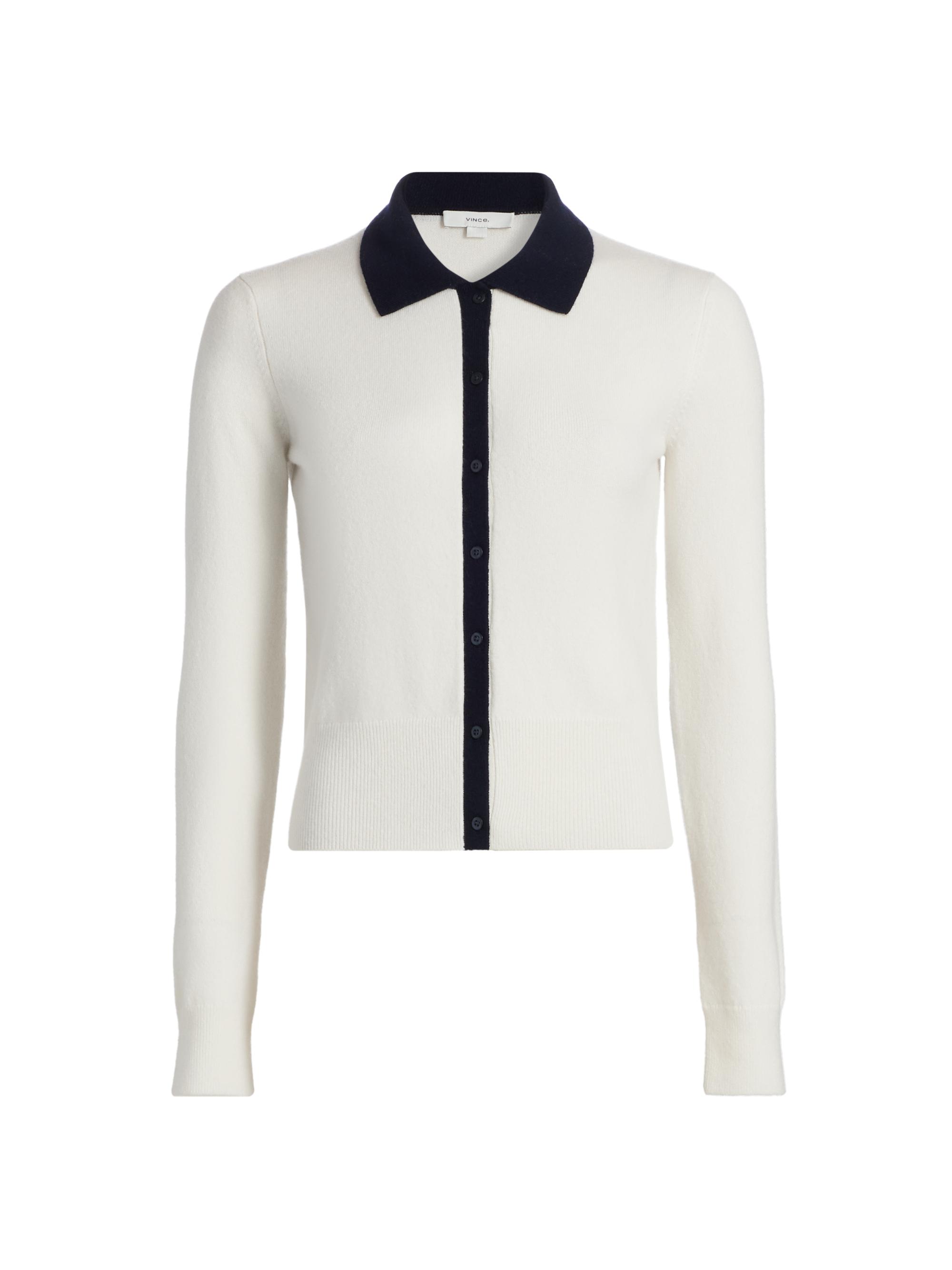 Vince Contrast-Trim Wool-Blend Cardigan | Saks Fifth Avenue