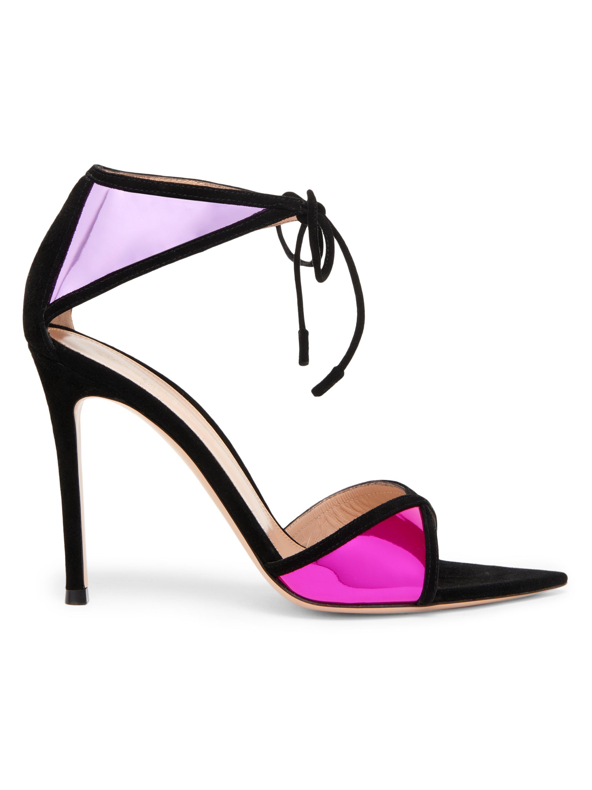 Rosa Z Jewel 100MM TPU Strass and Laminated Leather Sandals