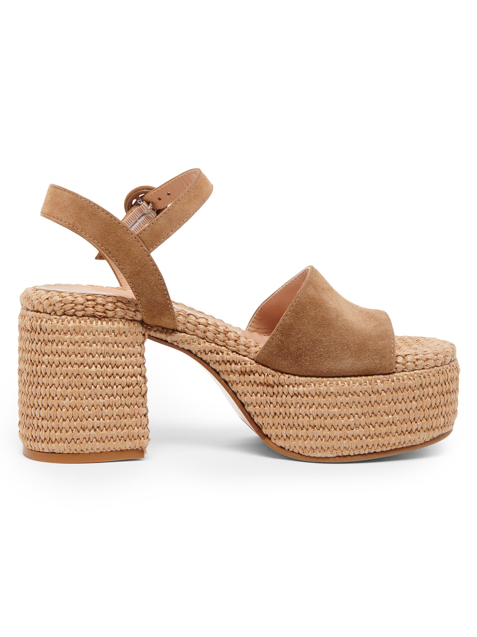 Gianvito Rossi Women's Carol Marbella Suede & Raffia Platform Sandals - Camel Natural
