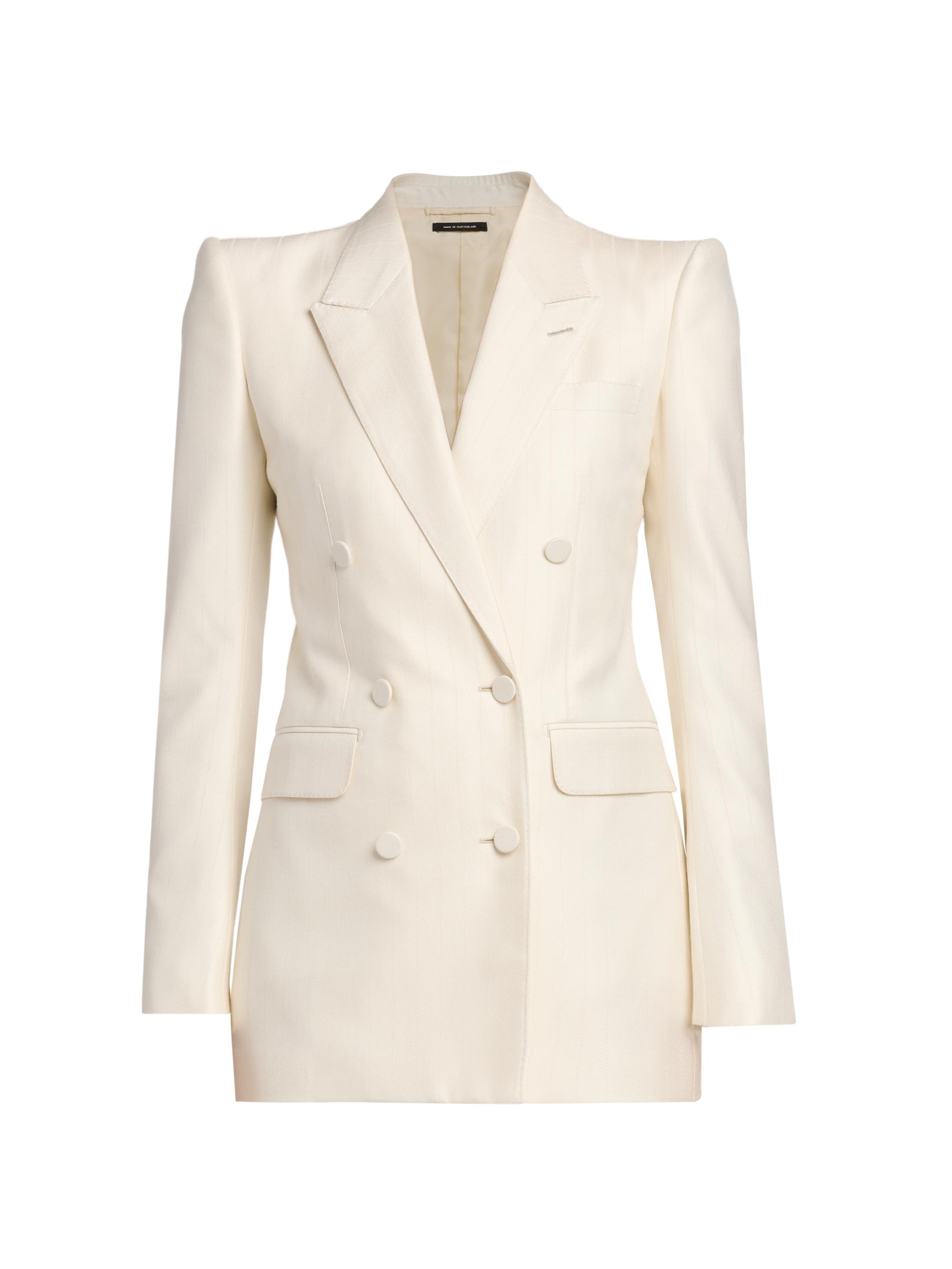 TOM FORD Women's Shadow Striped Wool-Silk Jacket - Yae Cream