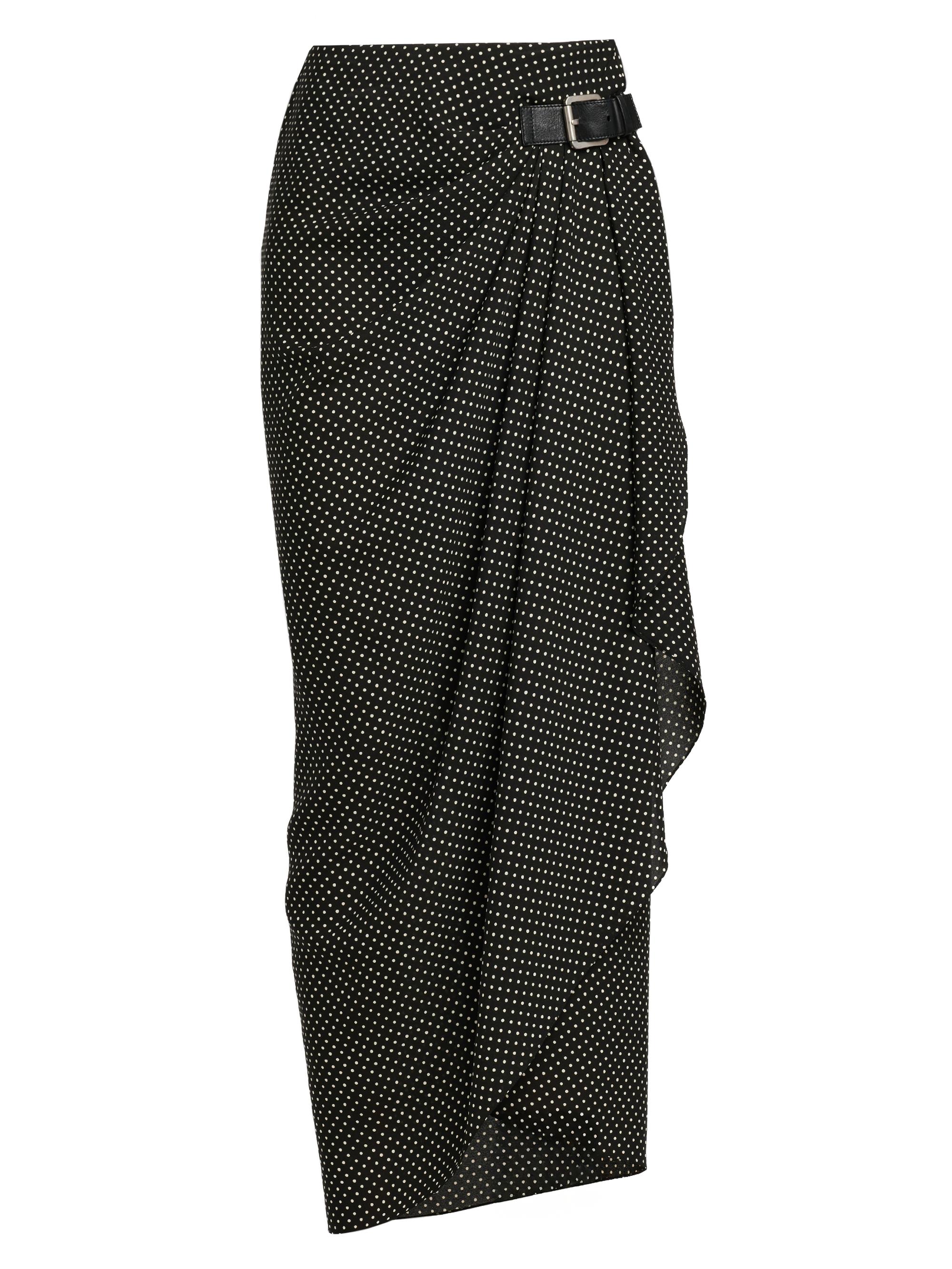 TOM FORD Women's Polka Dot Silk Wrap Midi-Skirt - Black Off White