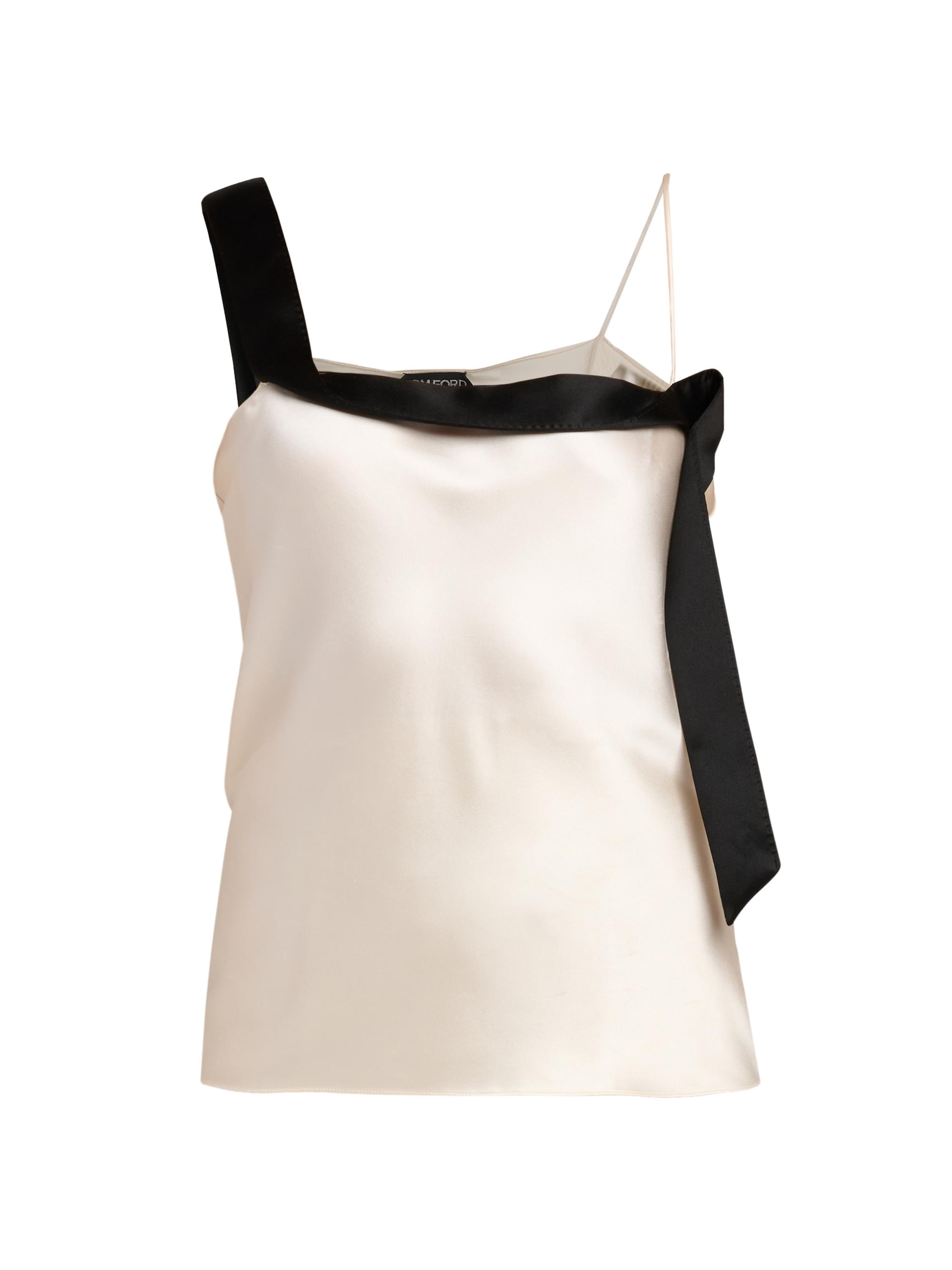 TOM FORD Women's Asymmetric Silk Cami Top - Offwhite Black