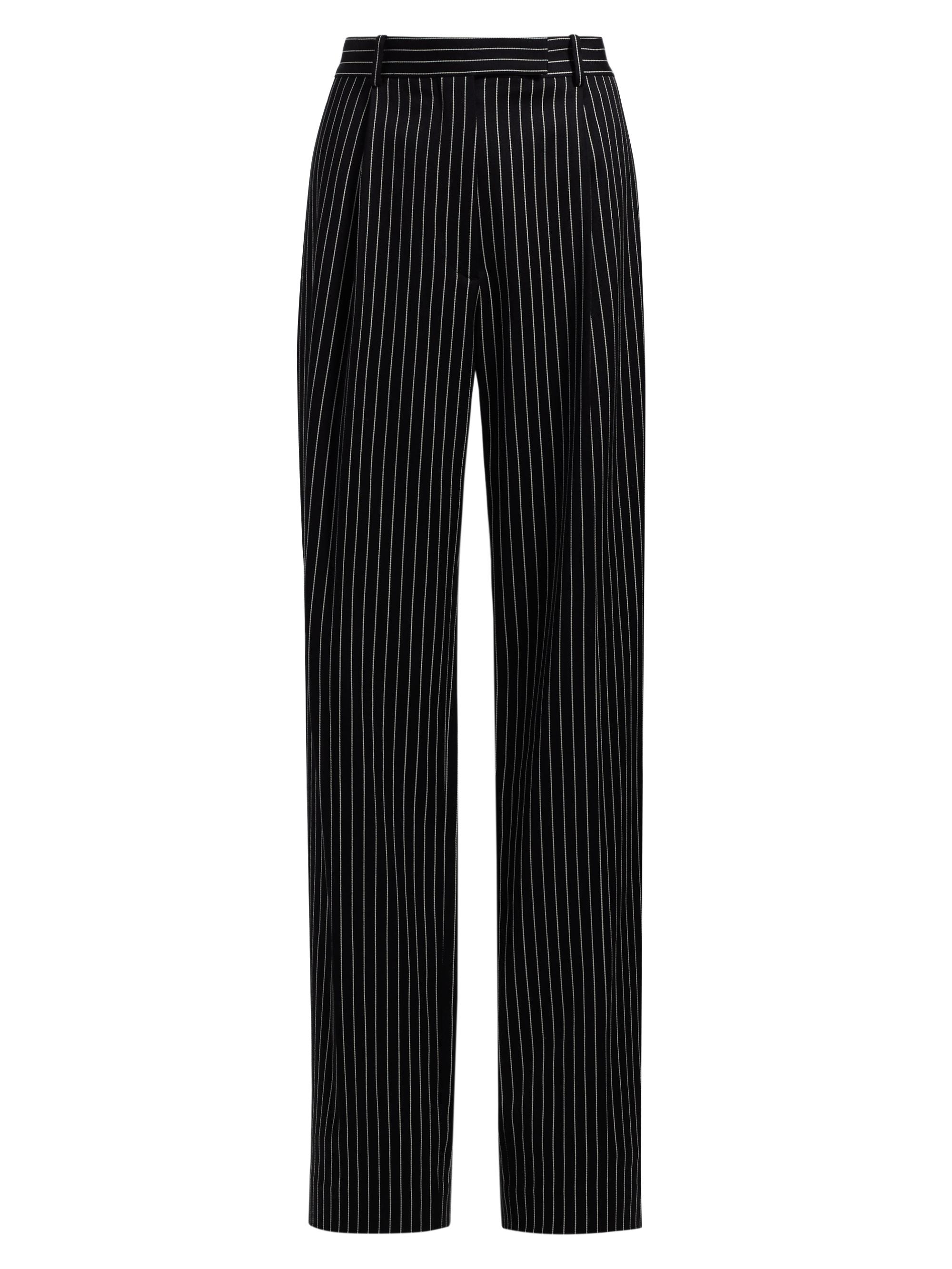 TOM FORD Women's Pintstripe Wool-Cotton Trousers - Black Ecru