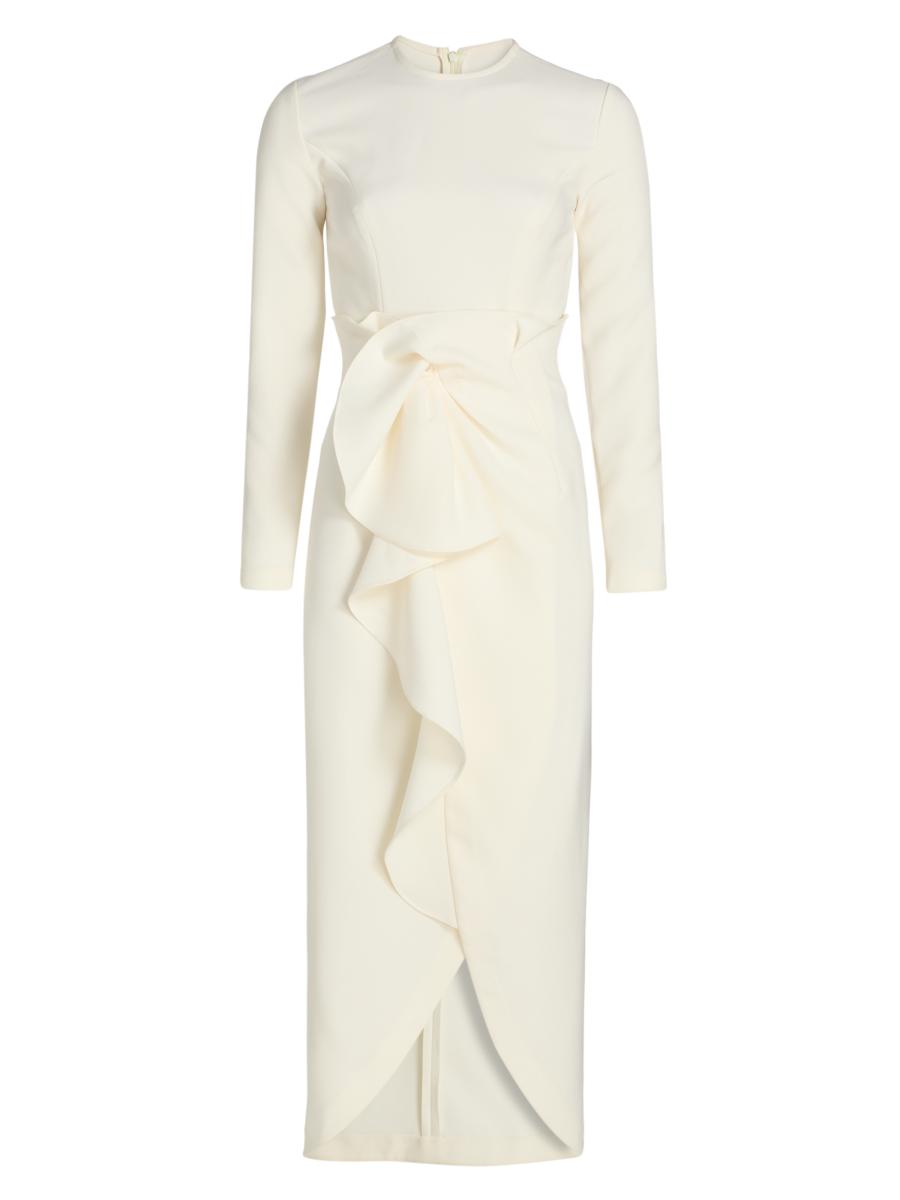 Kika Vargas Women's Genzebe Ruffled Crêpe Midi-dress In White