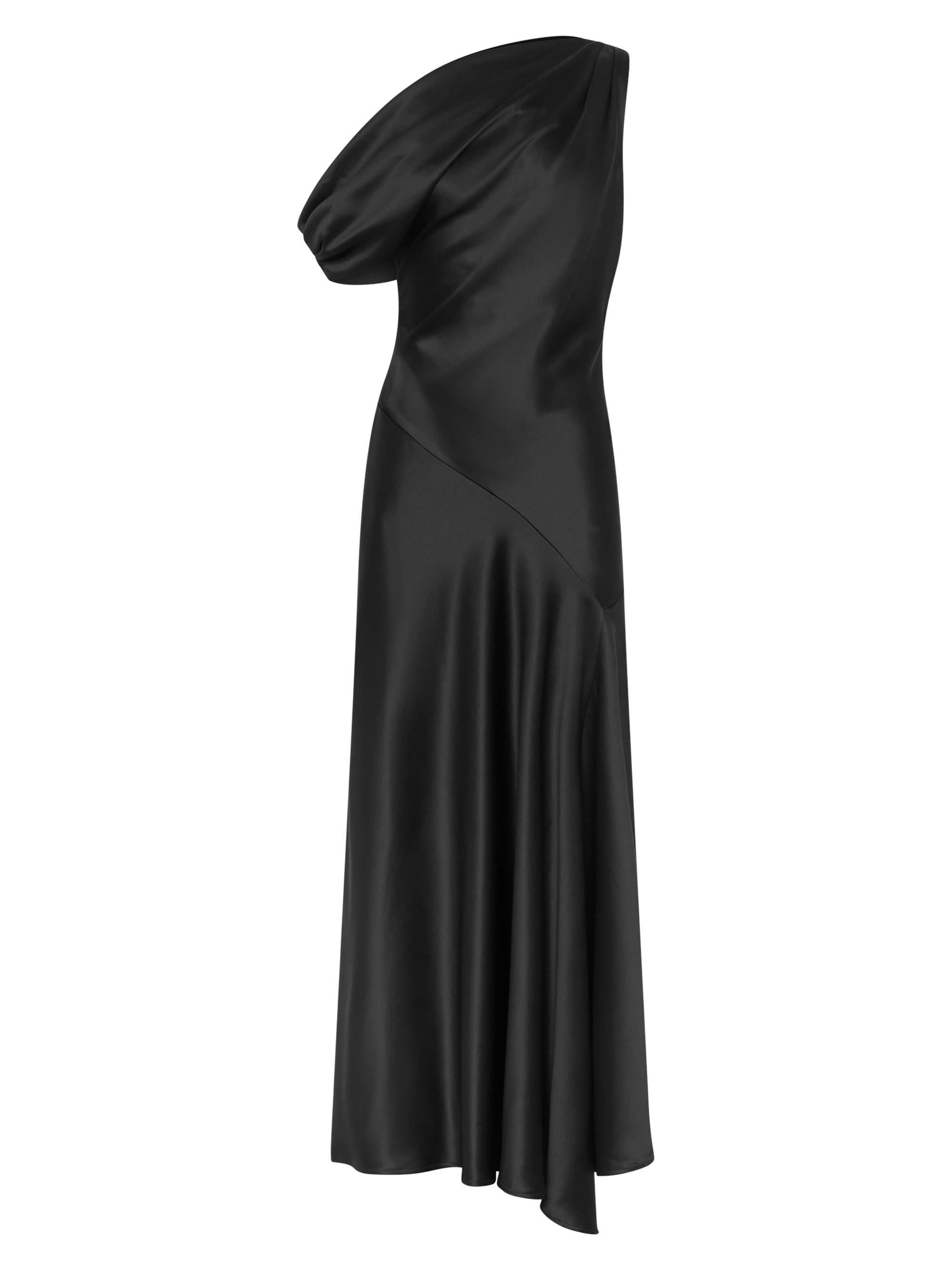Nicholas the Label Women's Sabrina Satin Off-The-Shoulder Asymmetric-Hem Evening Dress - Black