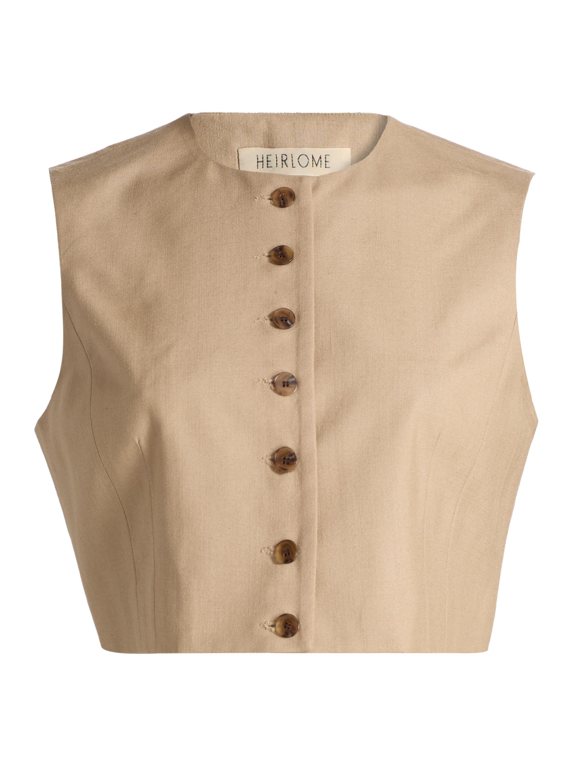 Heirlome Women's Danielle Sleeveless Tussah Silk Crop Top - Natural