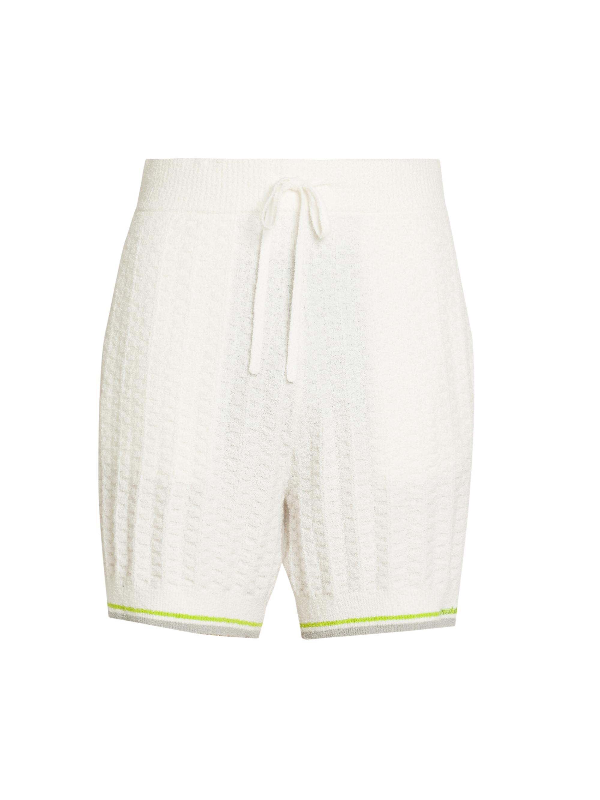 Casablanca Men's Tennis Boucle Knit Drawstring Shorts - White