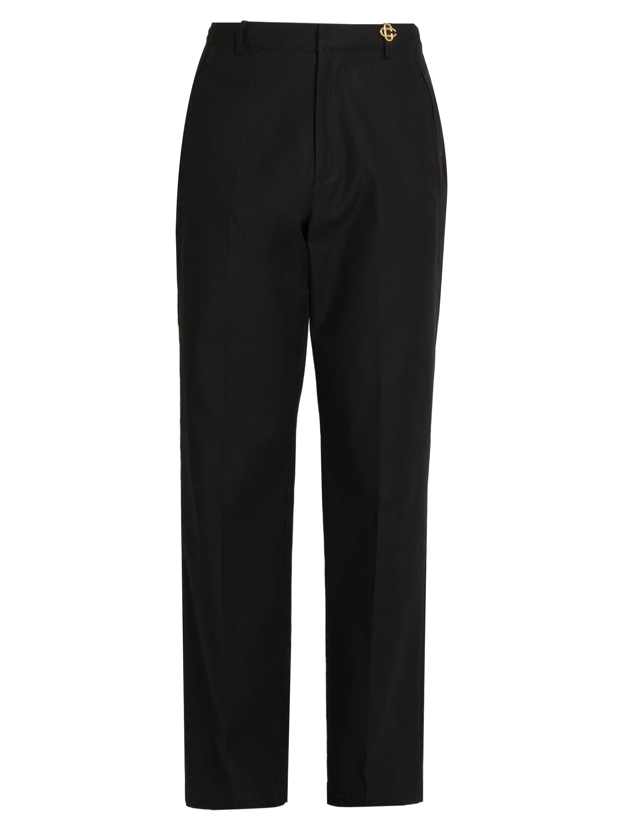 Casablanca Men's Stretch-Cotton Mid-Rise Straight-Leg Chinos - Black