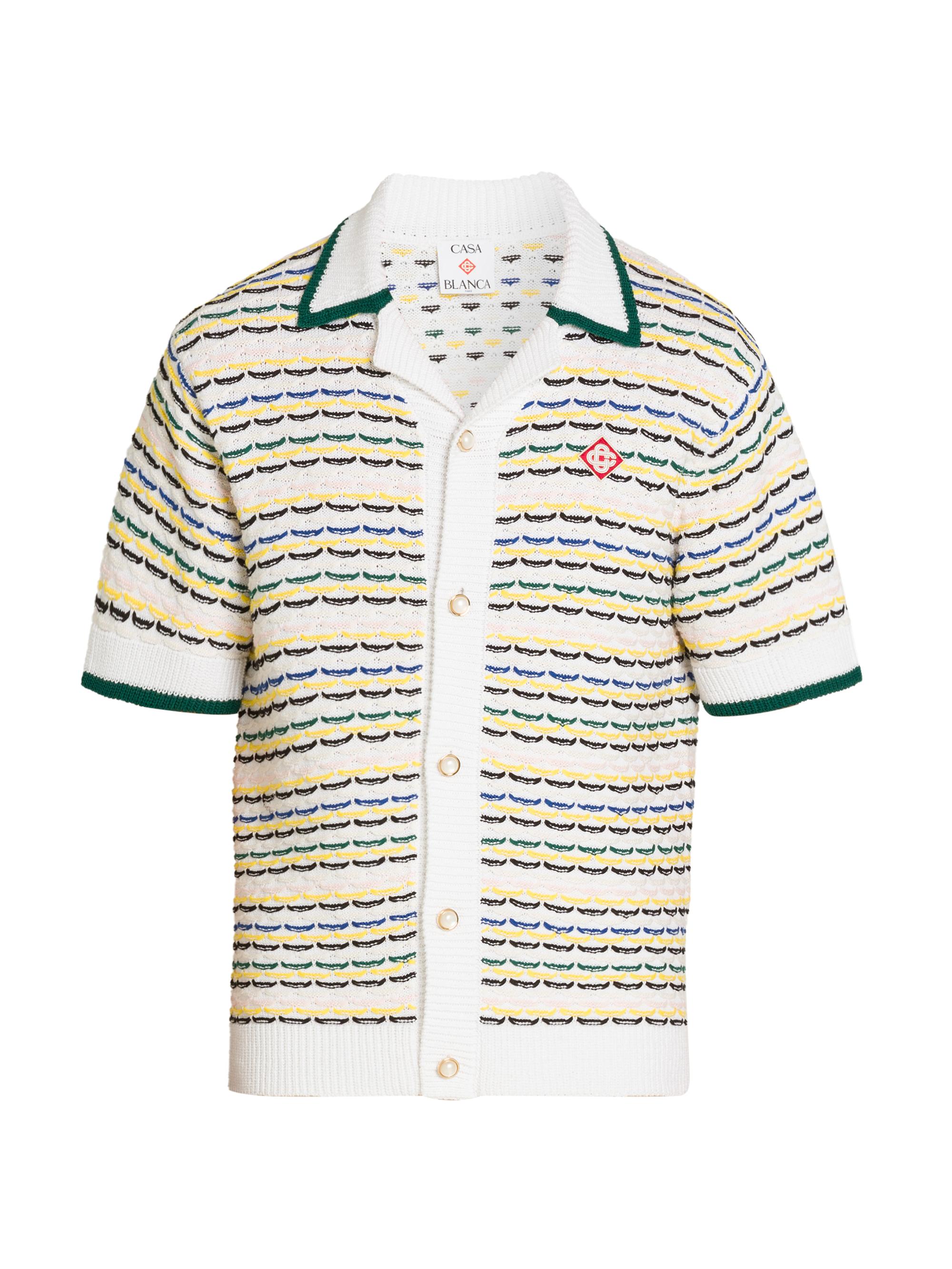 Casablanca Men's Striped Cotton Knit Button-Front Shirt