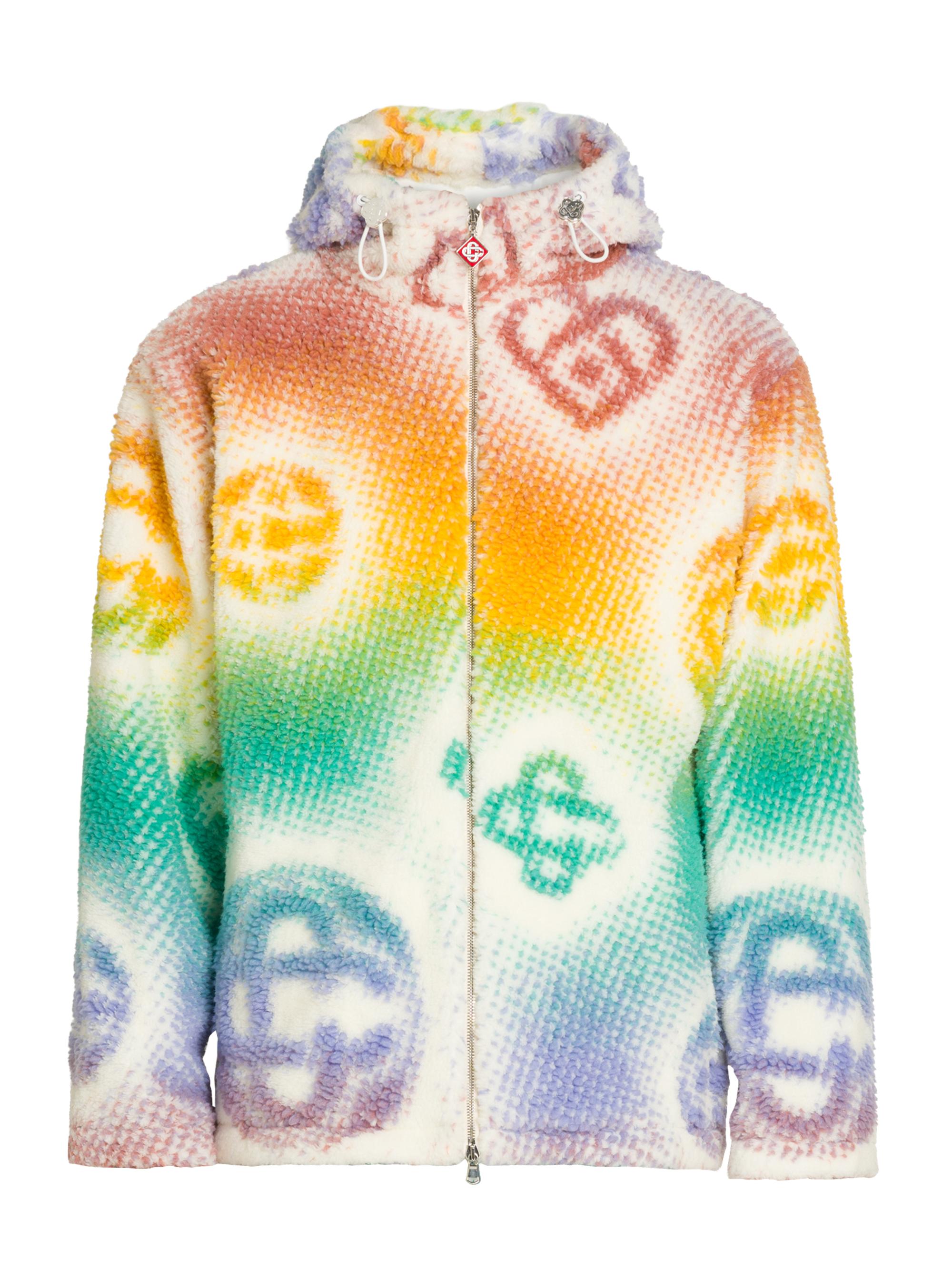 Casablanca Men's Halftone Monogram Fleece Hooded Jacket - Halftone Monogram