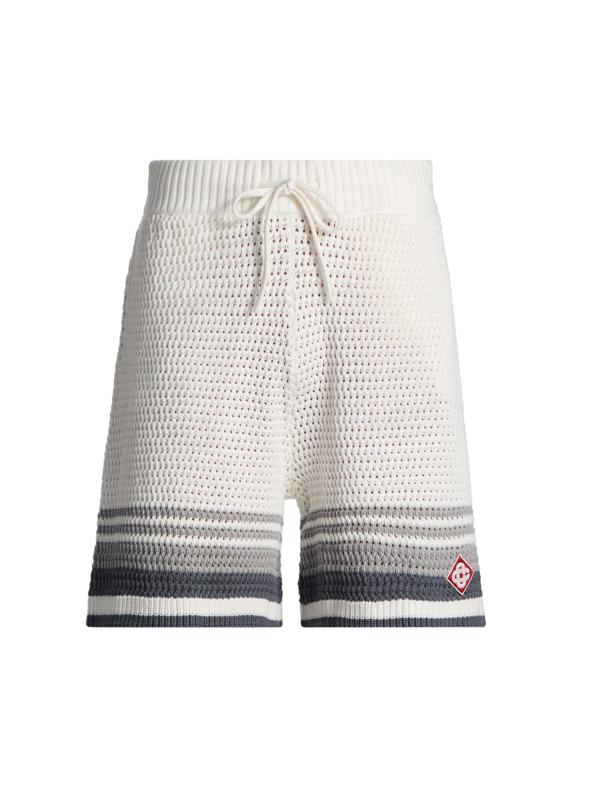Casablanca Men's Crochet Cotton Shorts - White Grey