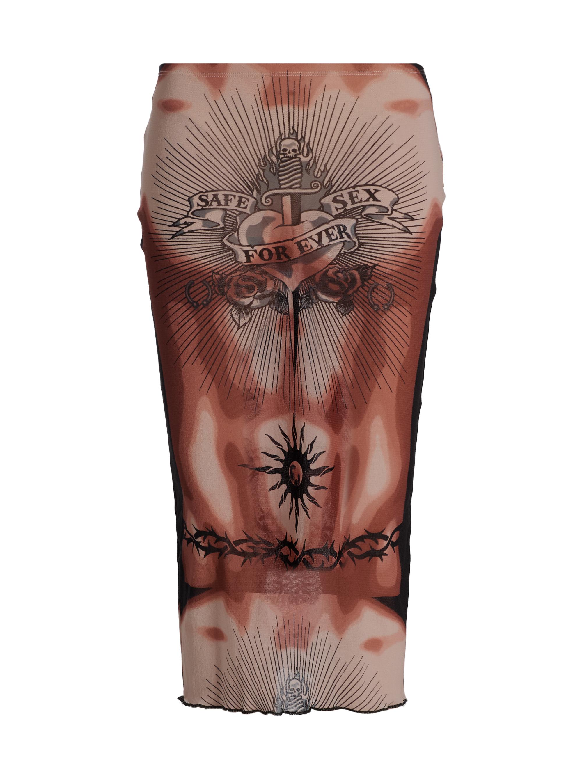 Jean Paul Gaultier Women's Printed Knit Midi-Skirt - Cream Brown Black