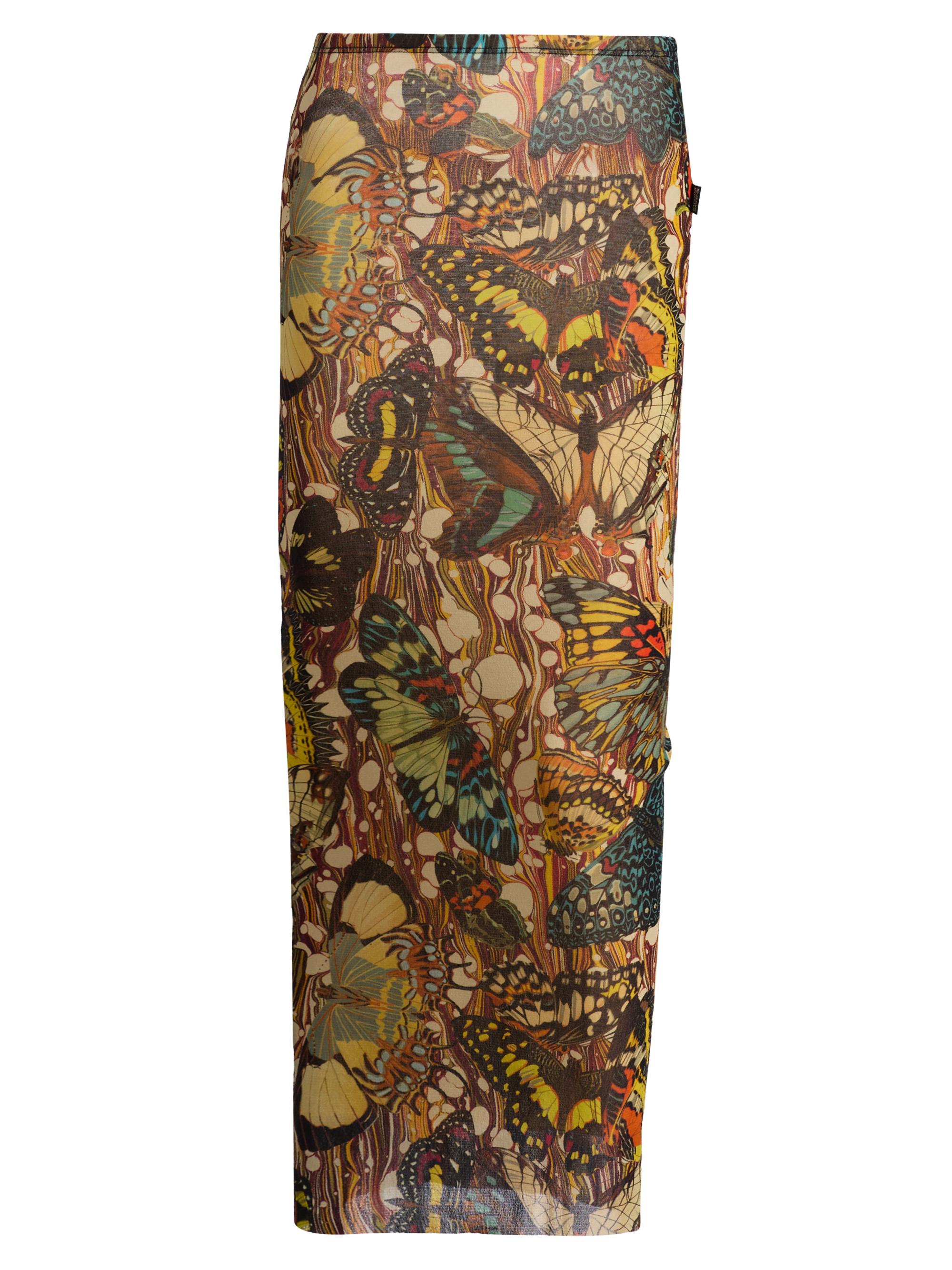 Jean Paul Gaultier Women's Butterfly Printed Mesh Midi-Skirt - Yellow Multicolor