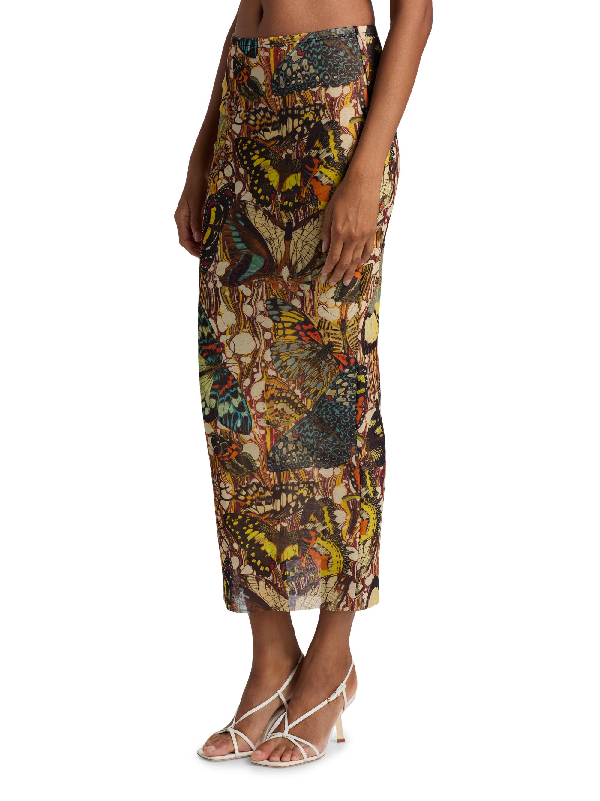 Jean Paul Gaultier Butterfly Printed Mesh Midi-Skirt | Saks Fifth
