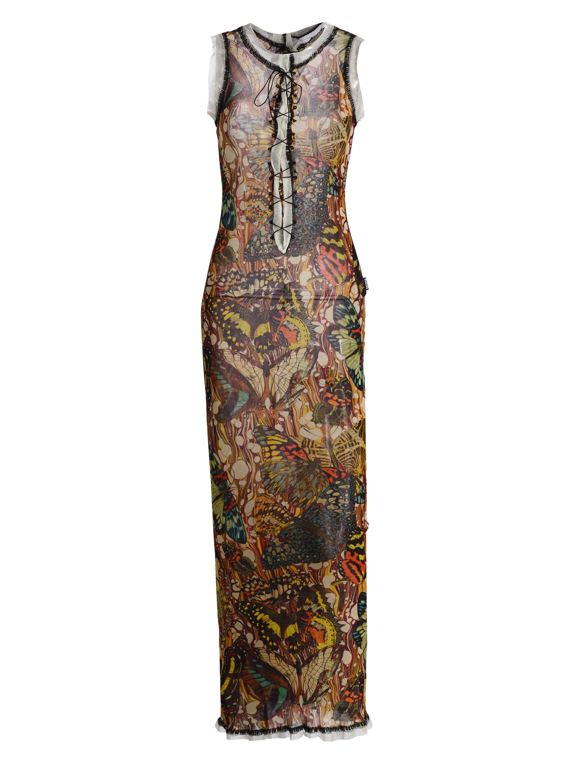 Jean Paul Gaultier Women's Butterfly-Print Sleeveless Mesh Maxi Dress - Yellow Multicolor - Women's Clothing