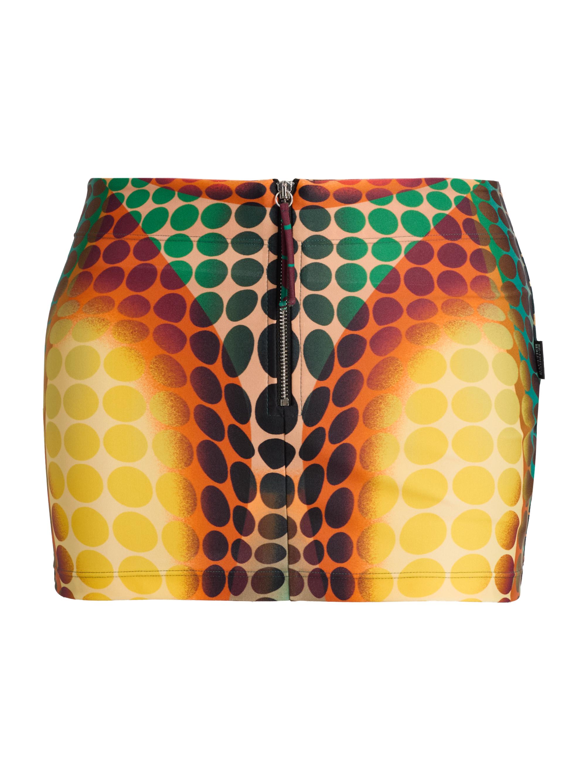 Jean Paul Gaultier Women's Dot-Print Body-Con Miniskirt - Orange Blue Brown