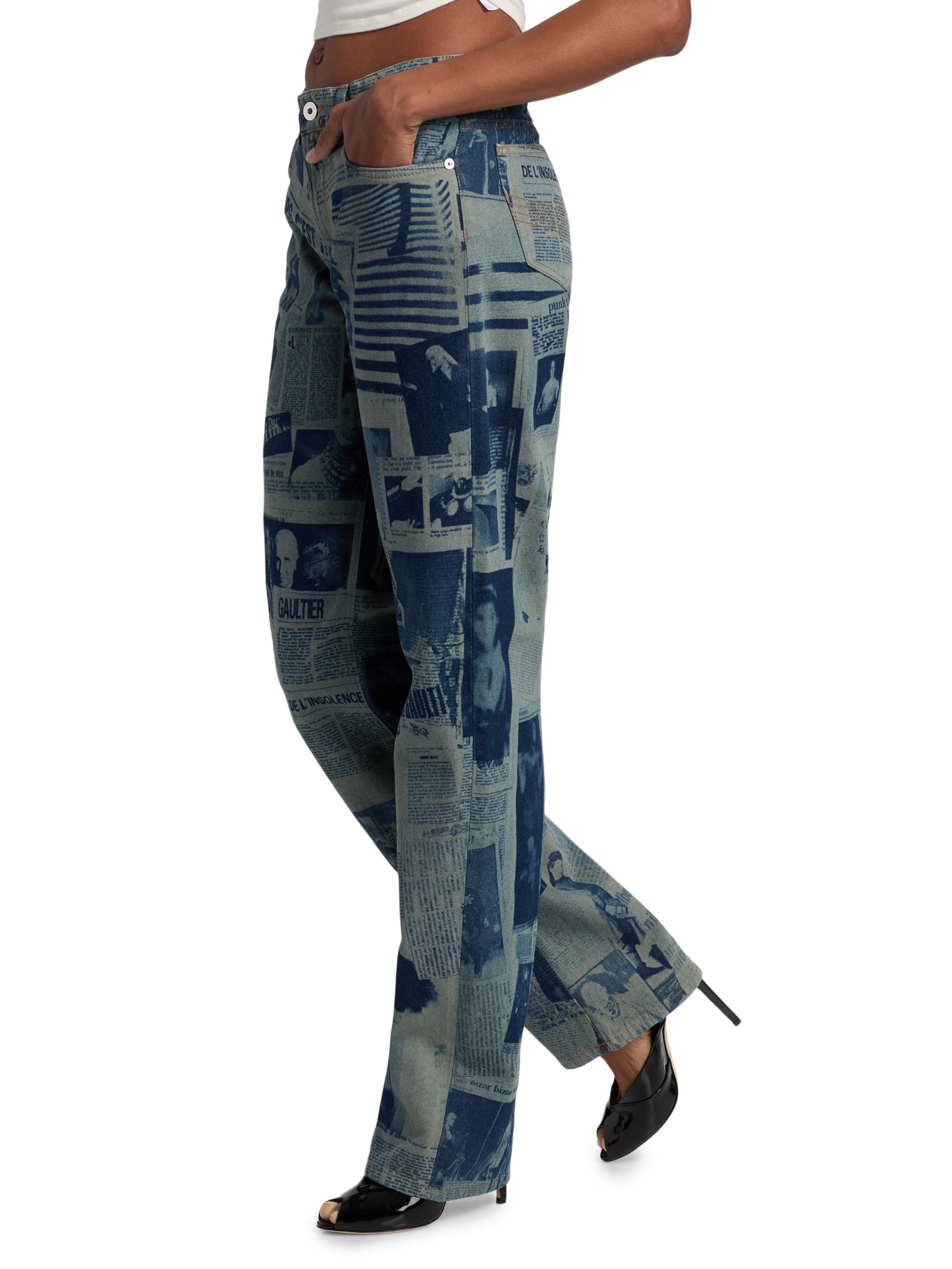 Jean Paul Gaultier Newspaper Print Straight-Leg Jeans | Saks Fifth
